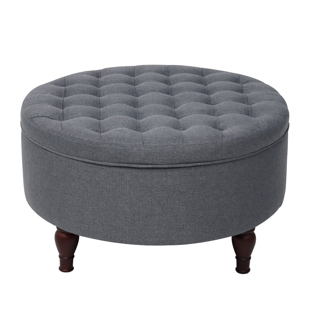 Tufted Round Storage Cocktail Ottoman