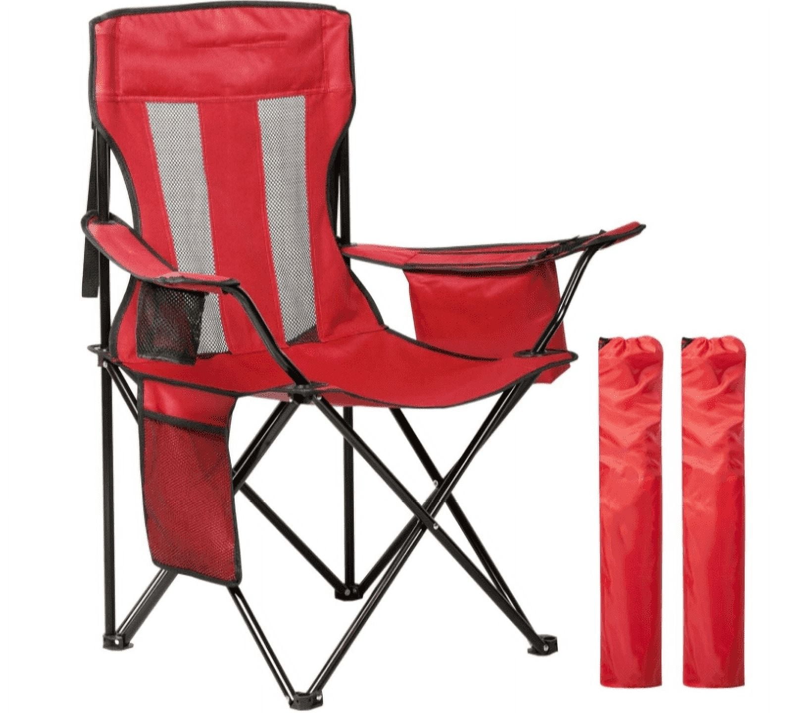 Tumis Foldable Camping Chair with Build In Cooler Pouch, Red