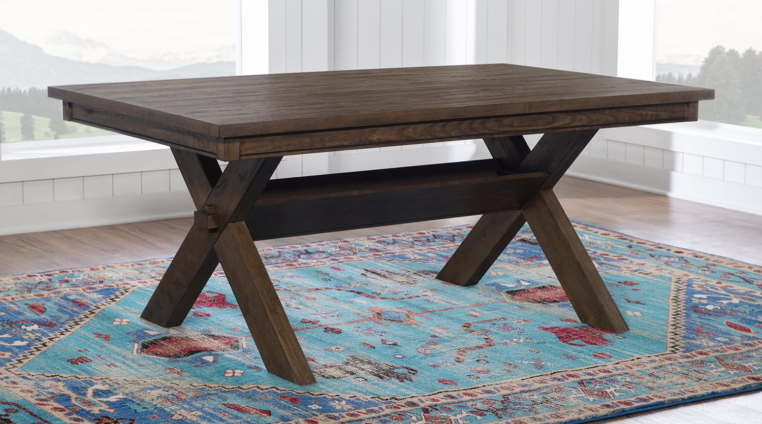 Trestle Design Turino Rustic Umber Dining Table