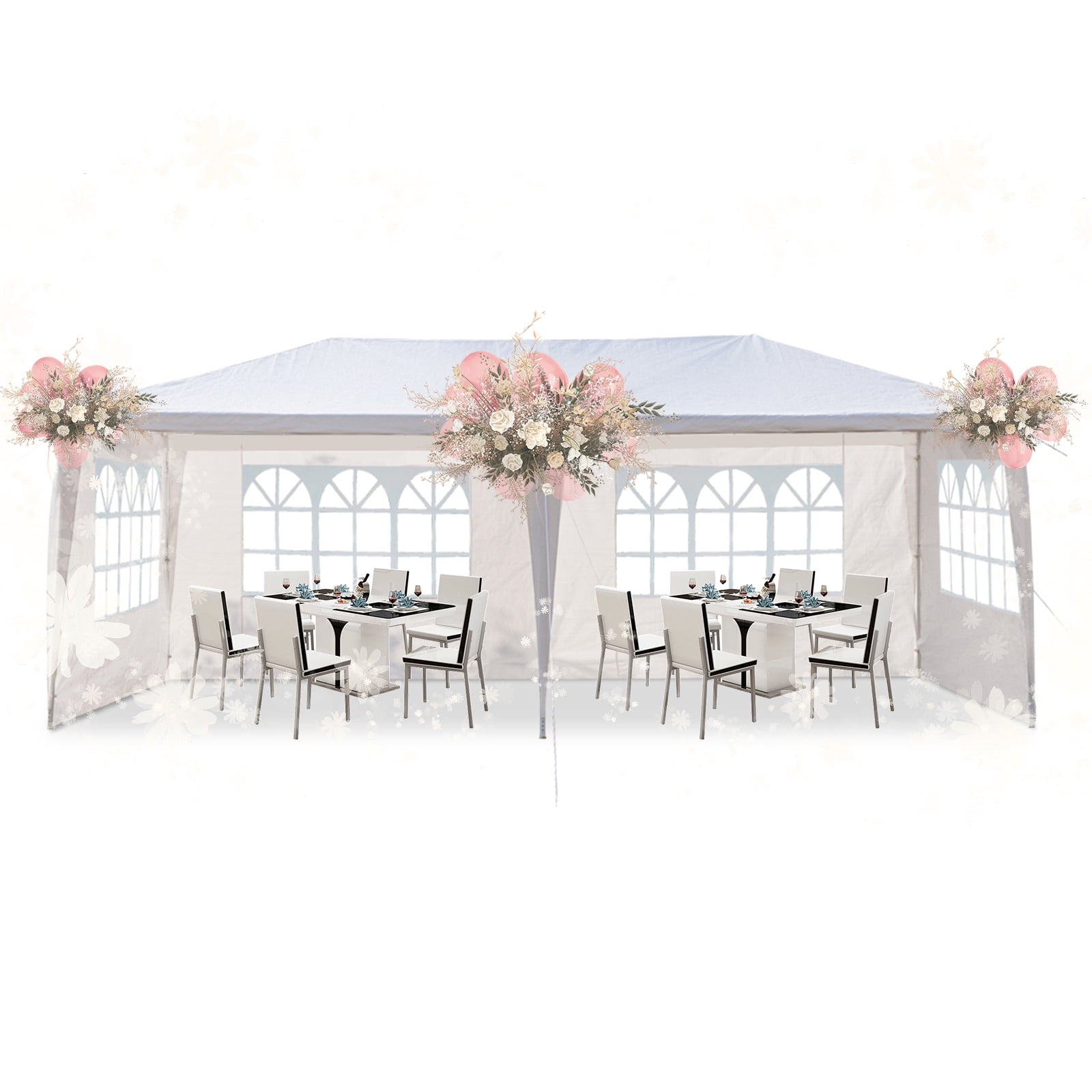 UBesGoo Canopy Wedding Tent Outdoor Camping Gazebo Canopy with 4 Sidewalls Canopy (10' X 20')