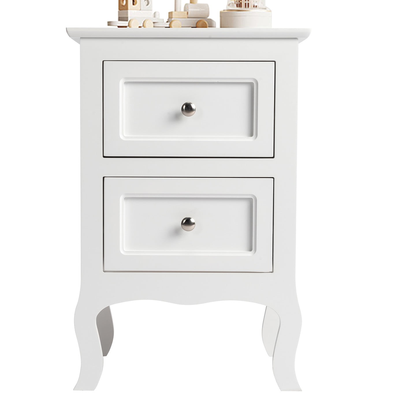UBesGoo Nightstand End Table with 2 Drawer,White Finish