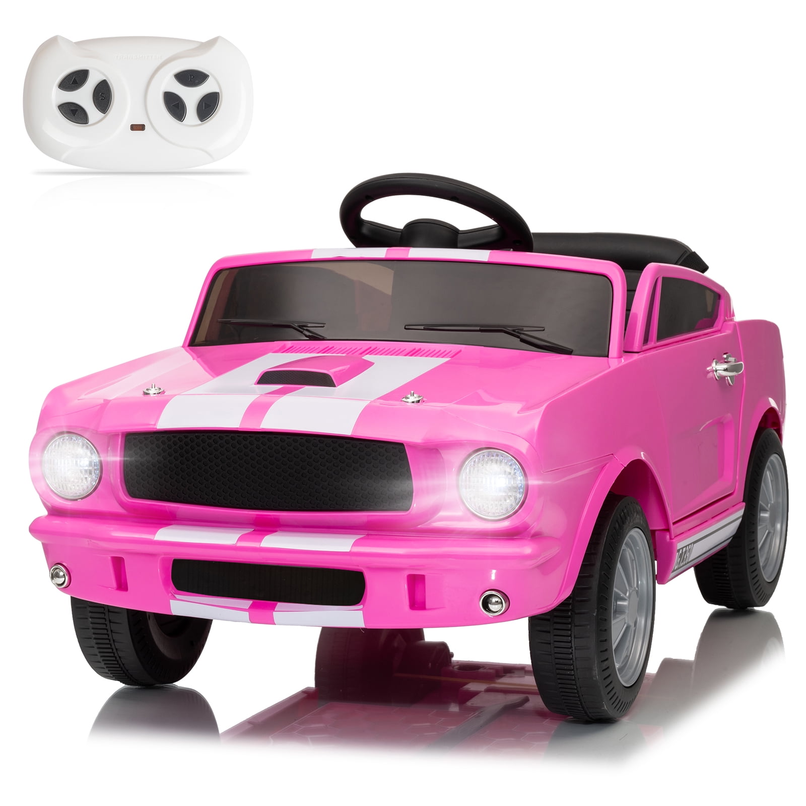 UBesGoo 12V Licensed Shelby Electric Ride on Car, Kids Powered Ride On Toy Car, w/ Parent Remote Control, Pink