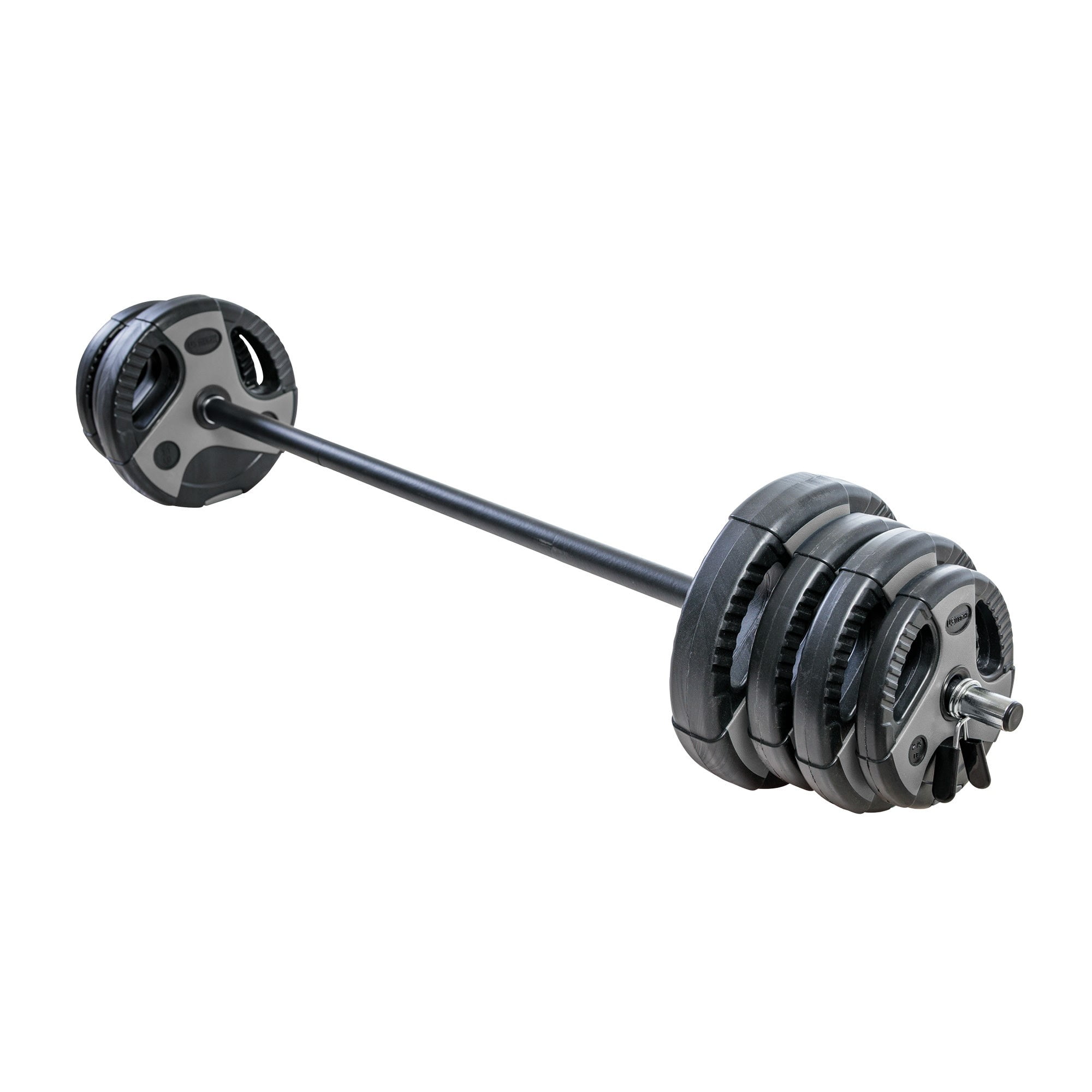 US Weight 54 LB Barbell Weight Set with 55" Adjustable Bar - Home Gym Strength Training Equipment - Grey