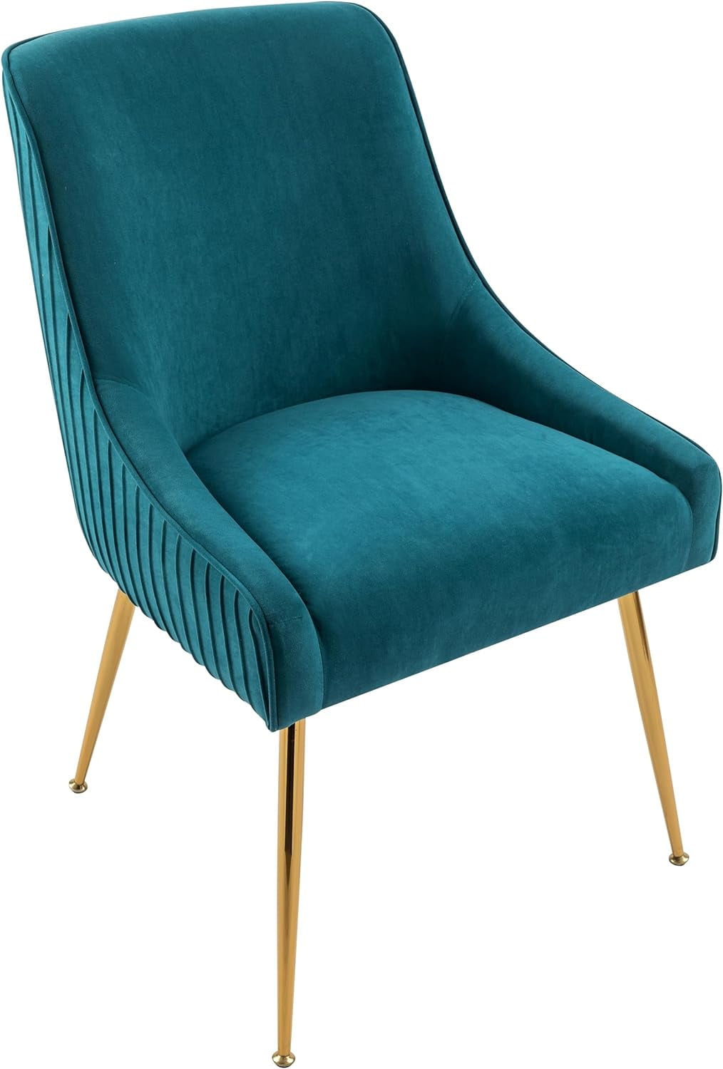 US Pride Furniture Luxury Velvet Chair with Elegant Scoop Back Design Gold Metal Legs and Soft Upholstery Comfortable Seating for Dining Room Kitchenor Office W22.0 x D25.0 x H35.2 Greenish Blue