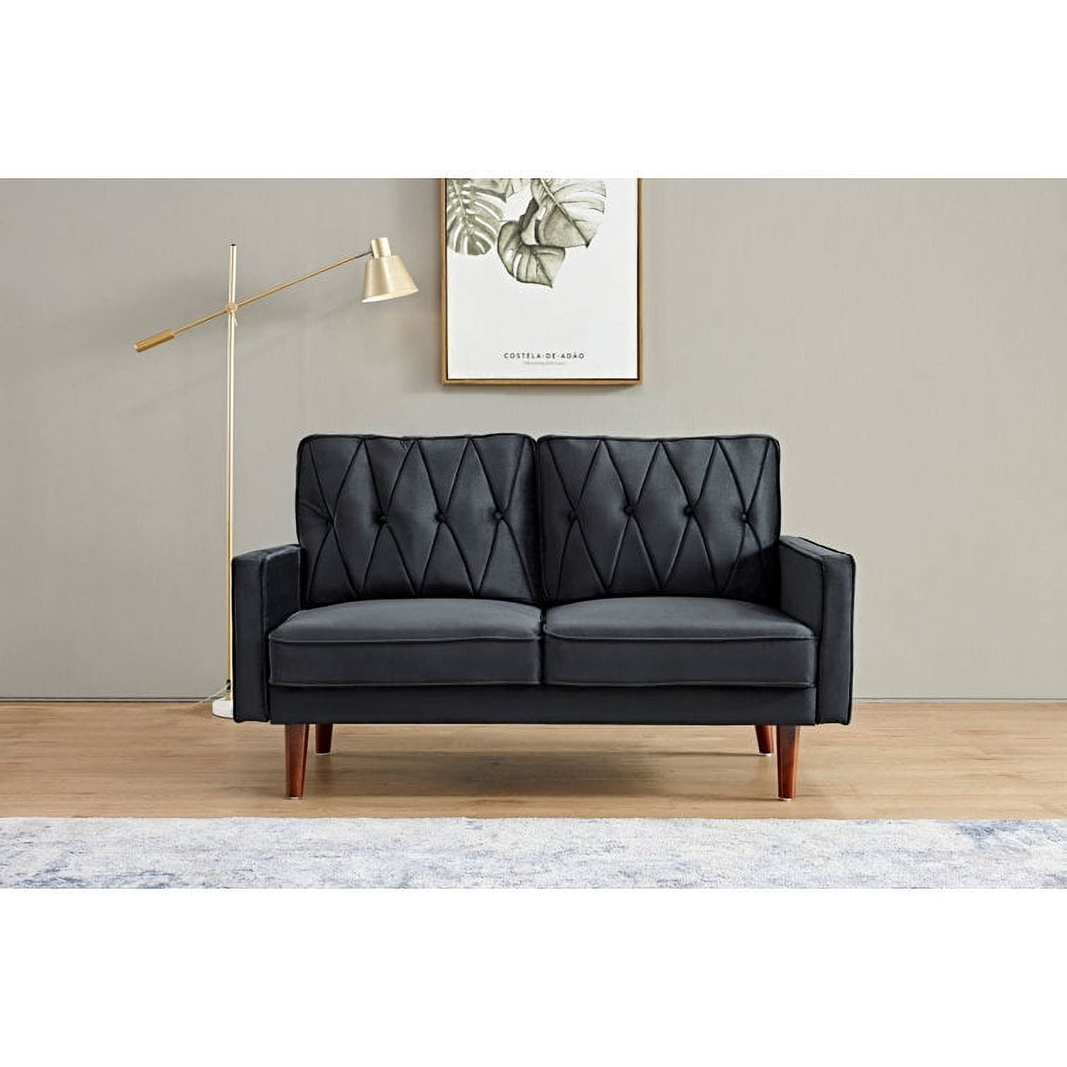 US Pride Furniture Tufted Cushion Back 57.5 Wide Loveseat-Black