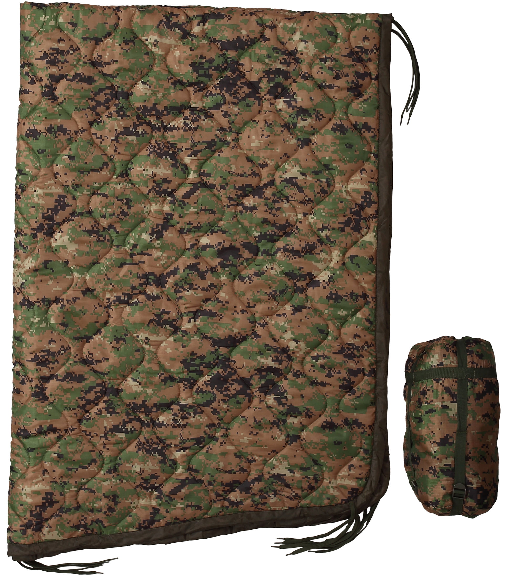 USGI Industries Military Woobie Blanket | Thermal Insulated Camping Blanket, Poncho Liner | Large, Portable, for Hiking, Outdoor | Compression Carry Bag Included (Marpat)