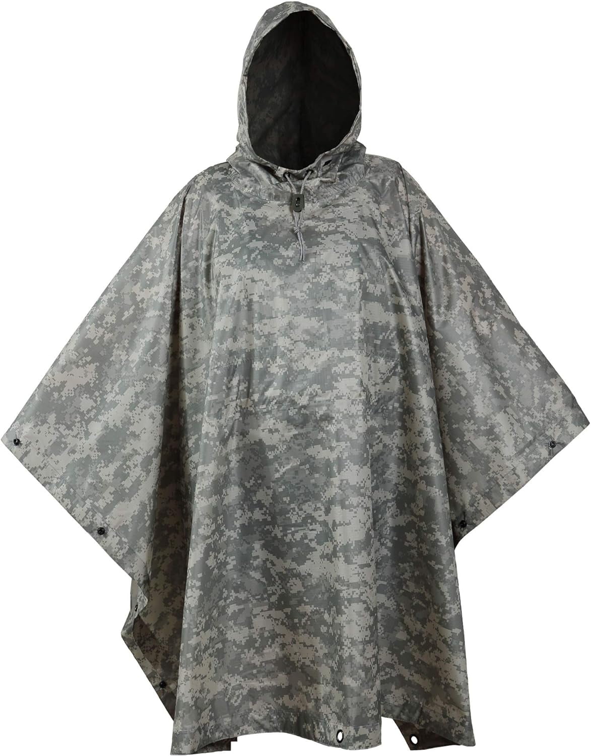 USGI Industries Military Style Poncho | Emergency Tent, Shelter, Survival | Multi Use Rip Stop Camouflage Rain Poncho (ACU)