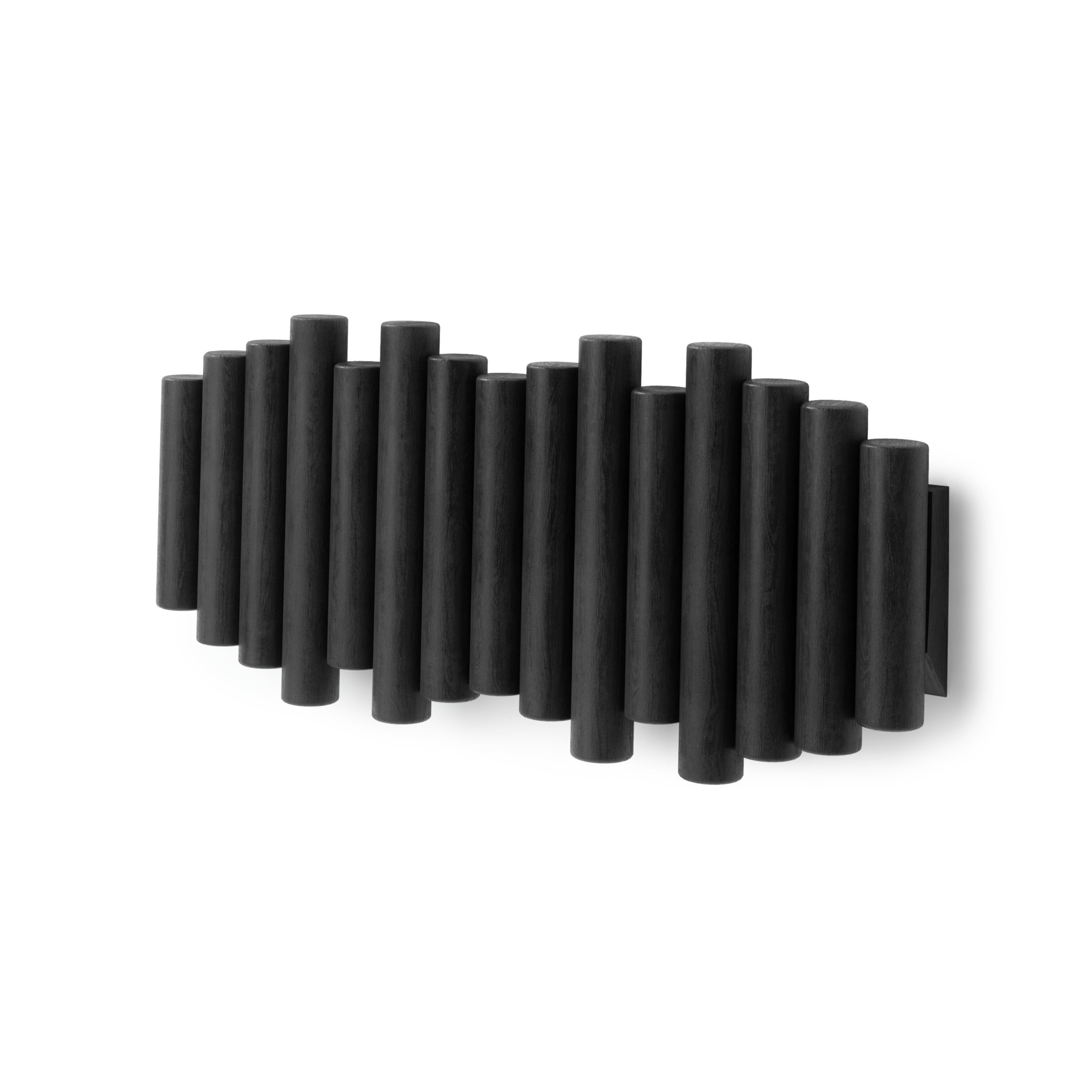 Umbra Picket Wall-Mounted Coat Rack Rail Hook with 5 Retractable Wood Pegs