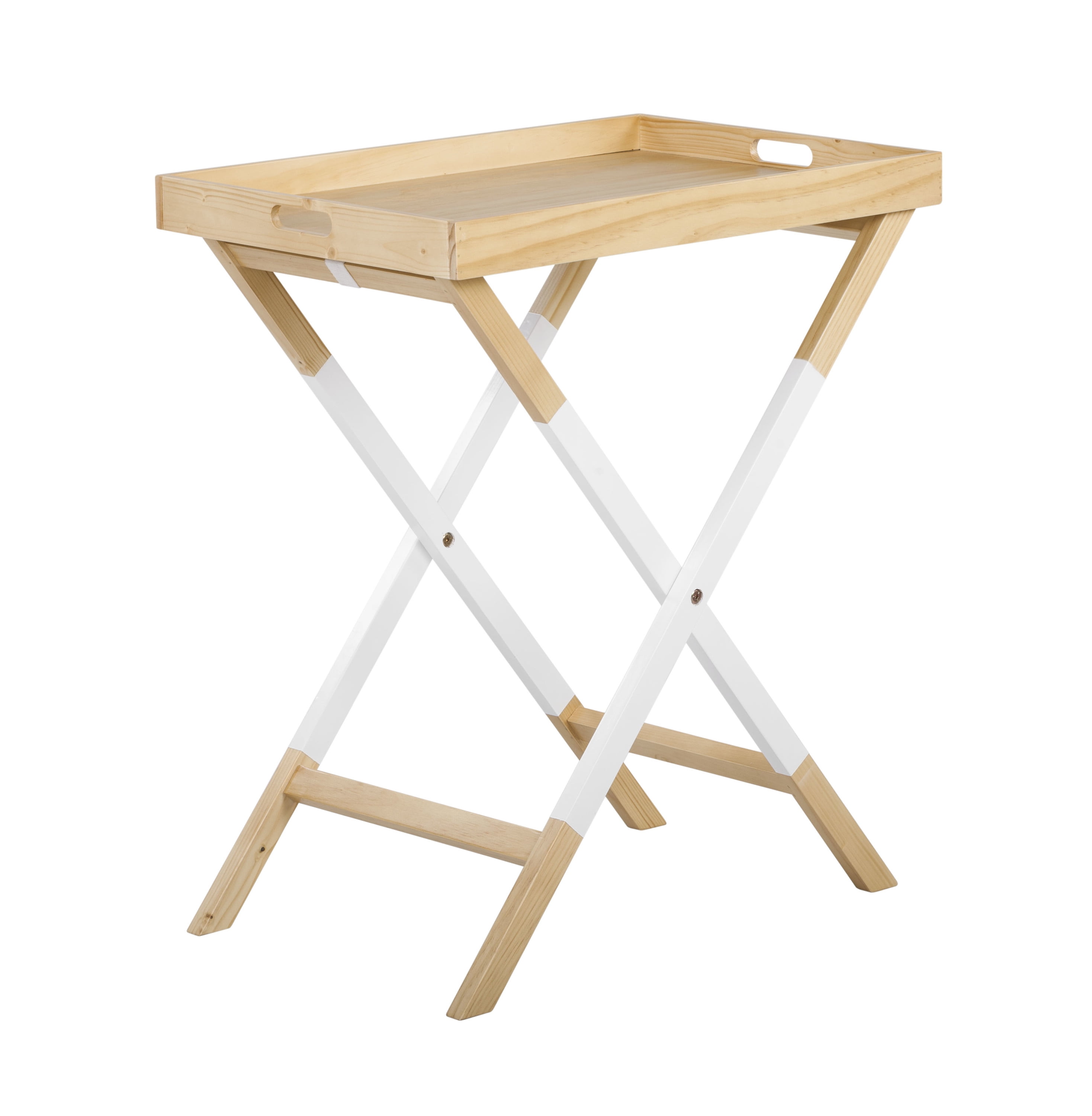 Universal Expert Remus Folding Accent End Table with Removable TV Tray, Natural