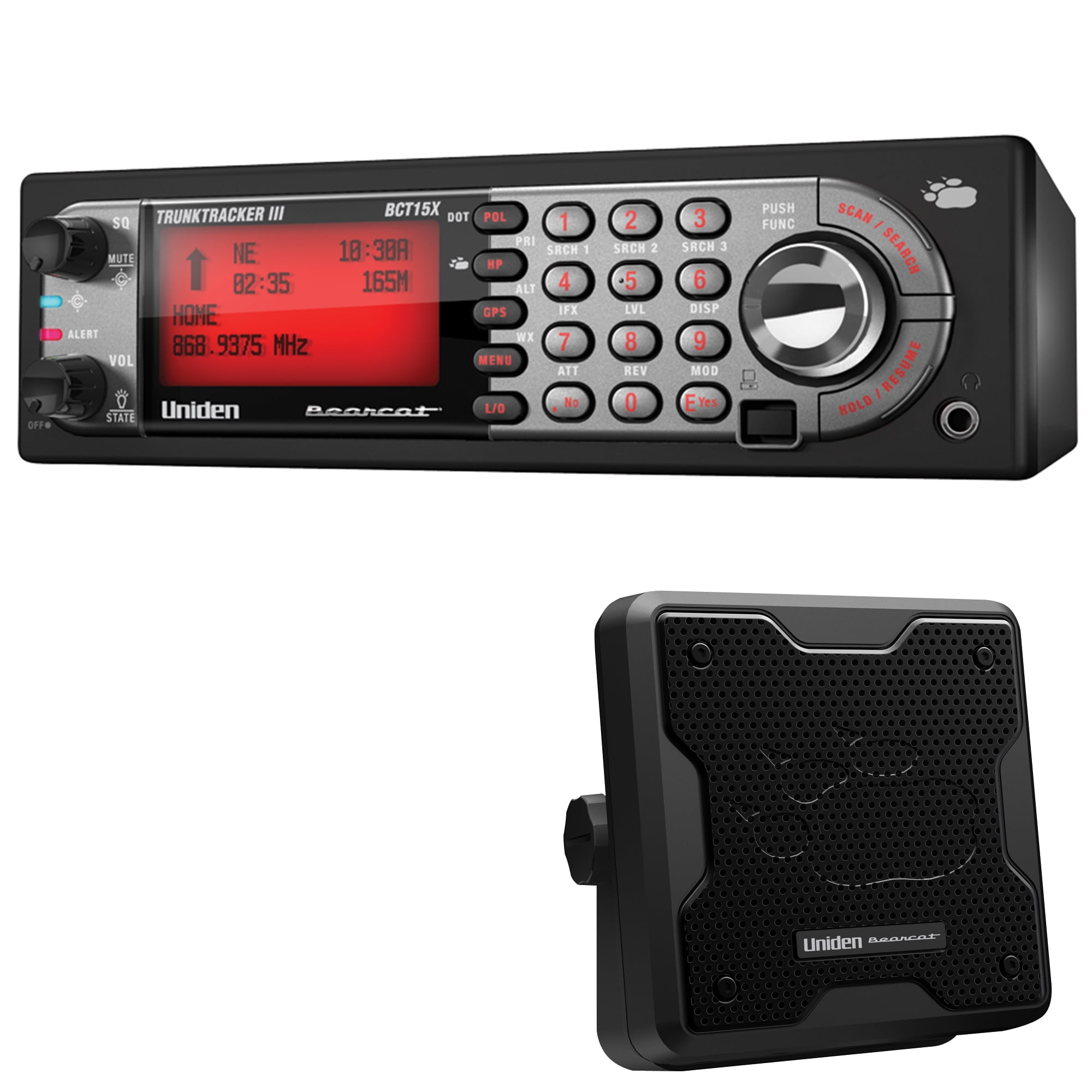 Uniden 9000-Channel BearTracker Warning System CB Scanner with BC20 Speaker Speaker, Black