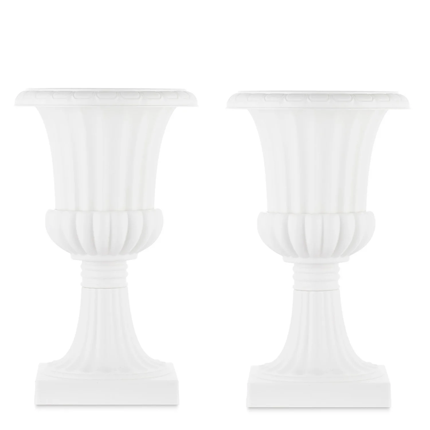 Urn Planter for Outdoor Plants 19.7 inch Tall White Plastic Garden Plant Pot 2 Pack