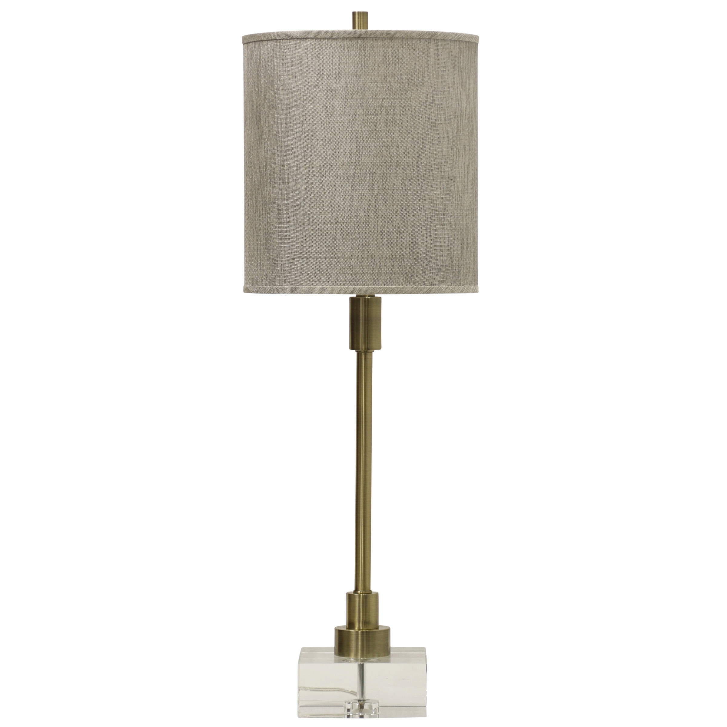 Valentina Table Lamp - Antique Brass Finish on Metal Body with Crystal Base - Hardback Shade