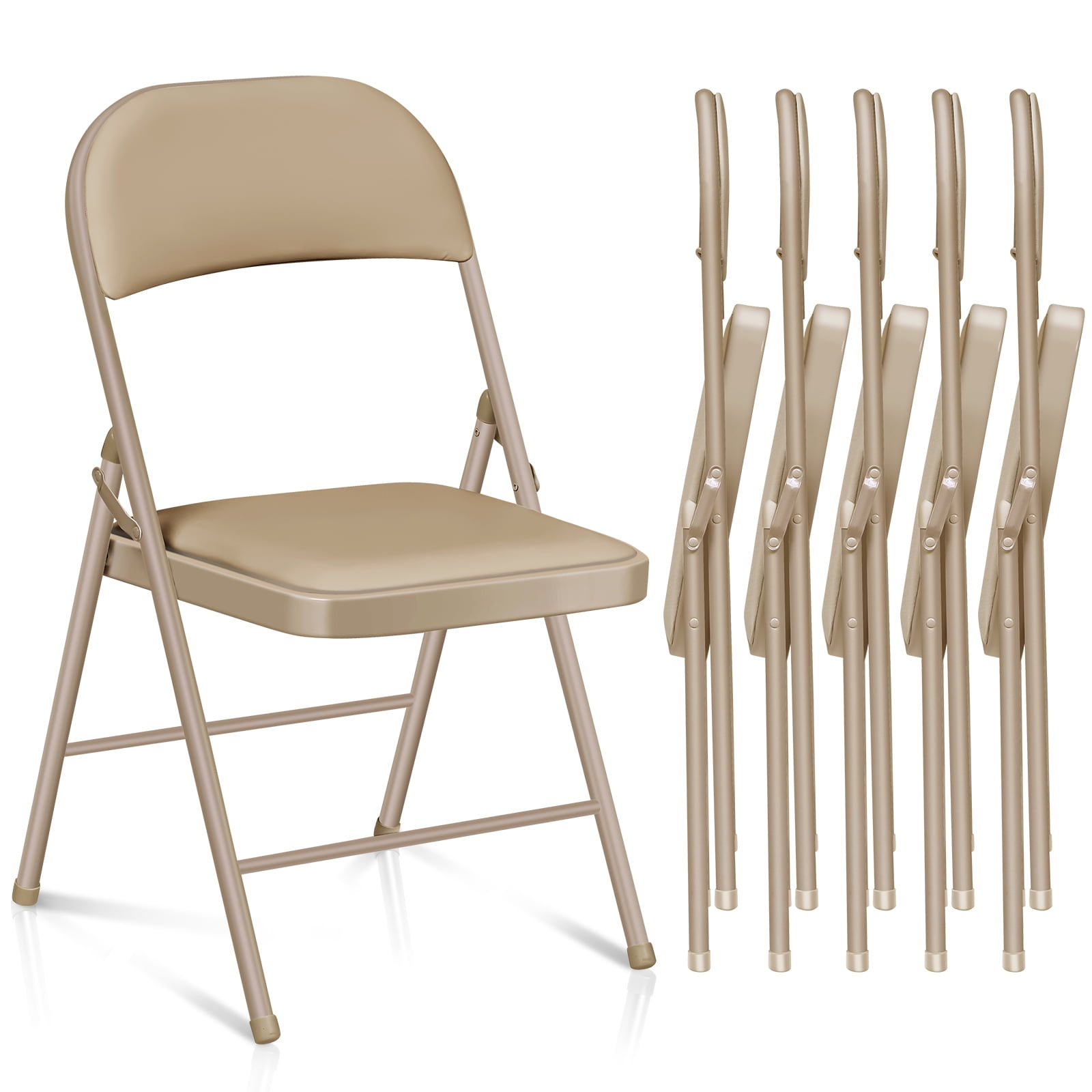 Vebreda Padded Metal Folding Chair, 6-Pack, Kahki