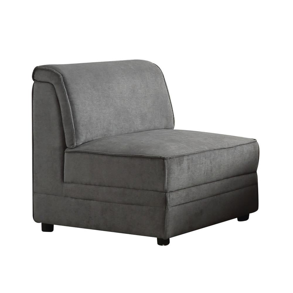 Velvet Upholstered Wooden Ottoman with Lift Off Storage and Block Legs Gray- Saltoro Sherpi