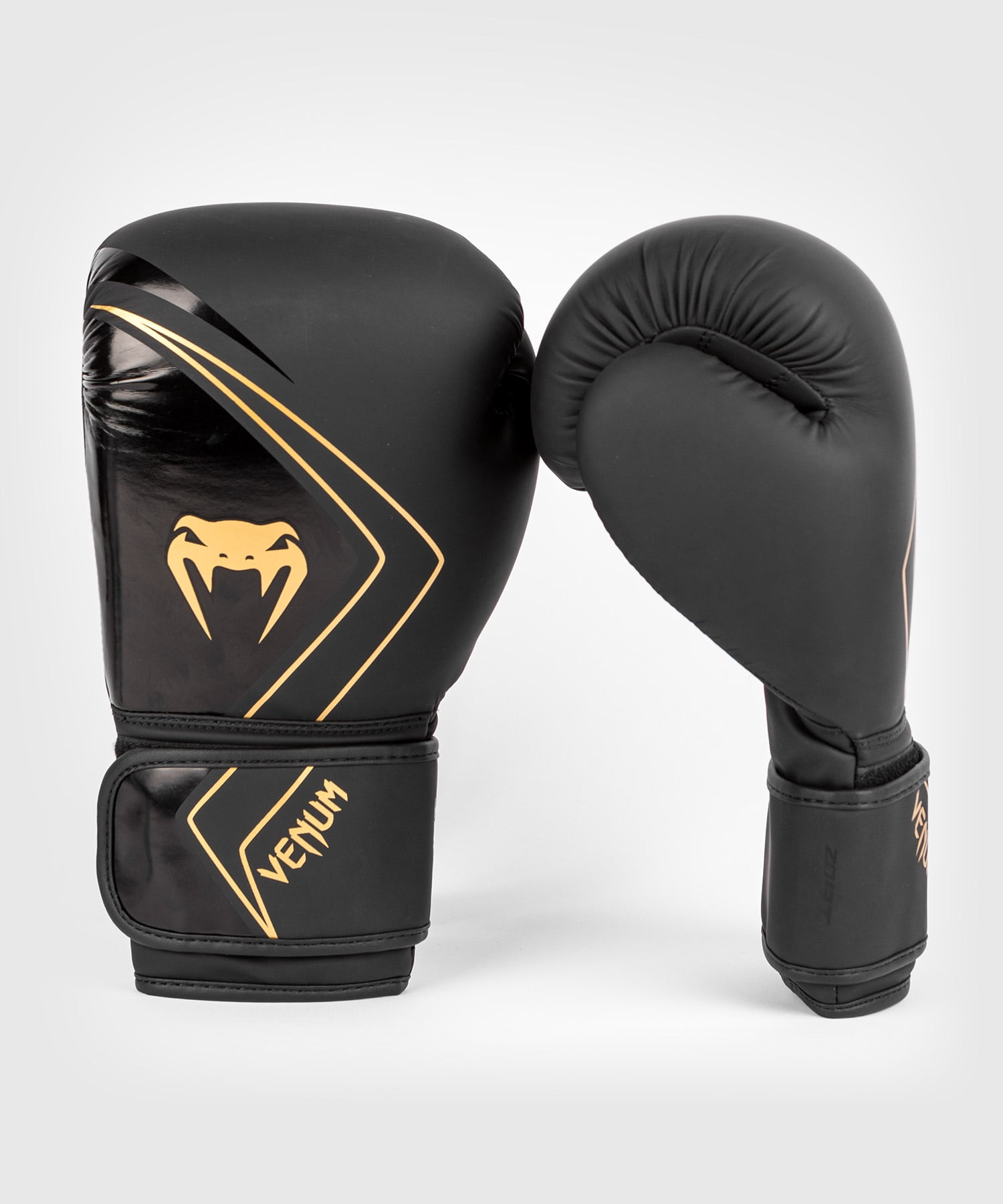 Venum Contender 2.0 Boxing Gloves - Black/Gold - 16oz - Unisex - Sparring and Bag Training