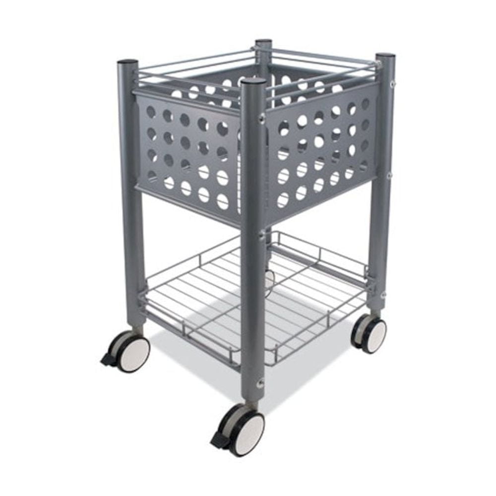 Vertiflex Sidekick File Cart, Metal, 1 Shelf, 1 Bin, 13.75" x 15.5" x 26.25", Matte Gray