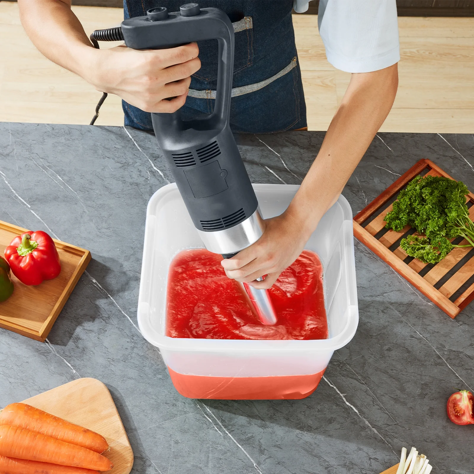VEVOR Commercial Heavy Duty Immersion Blender Heavy Duty Hand Mixer 304 Stainless Steel Hand Blender 500W 18,000 Speed Adjustable