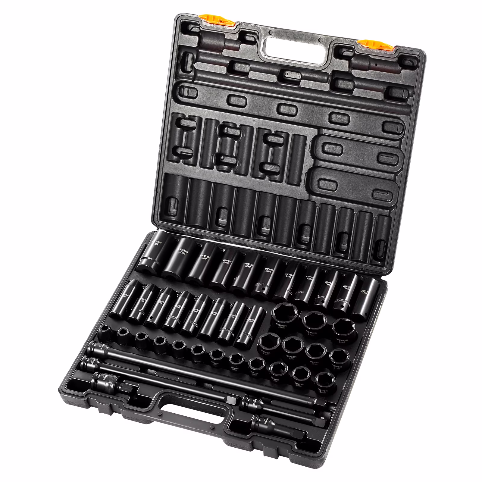 BENTISM Impact Socket Set 1/2 inches 43 Piece Impact Sockets, Standard Socket Assortment, 1/2 inches Drive Socket Set 6-Point Sockets Metric 9-30 mm (Standard/Deep)