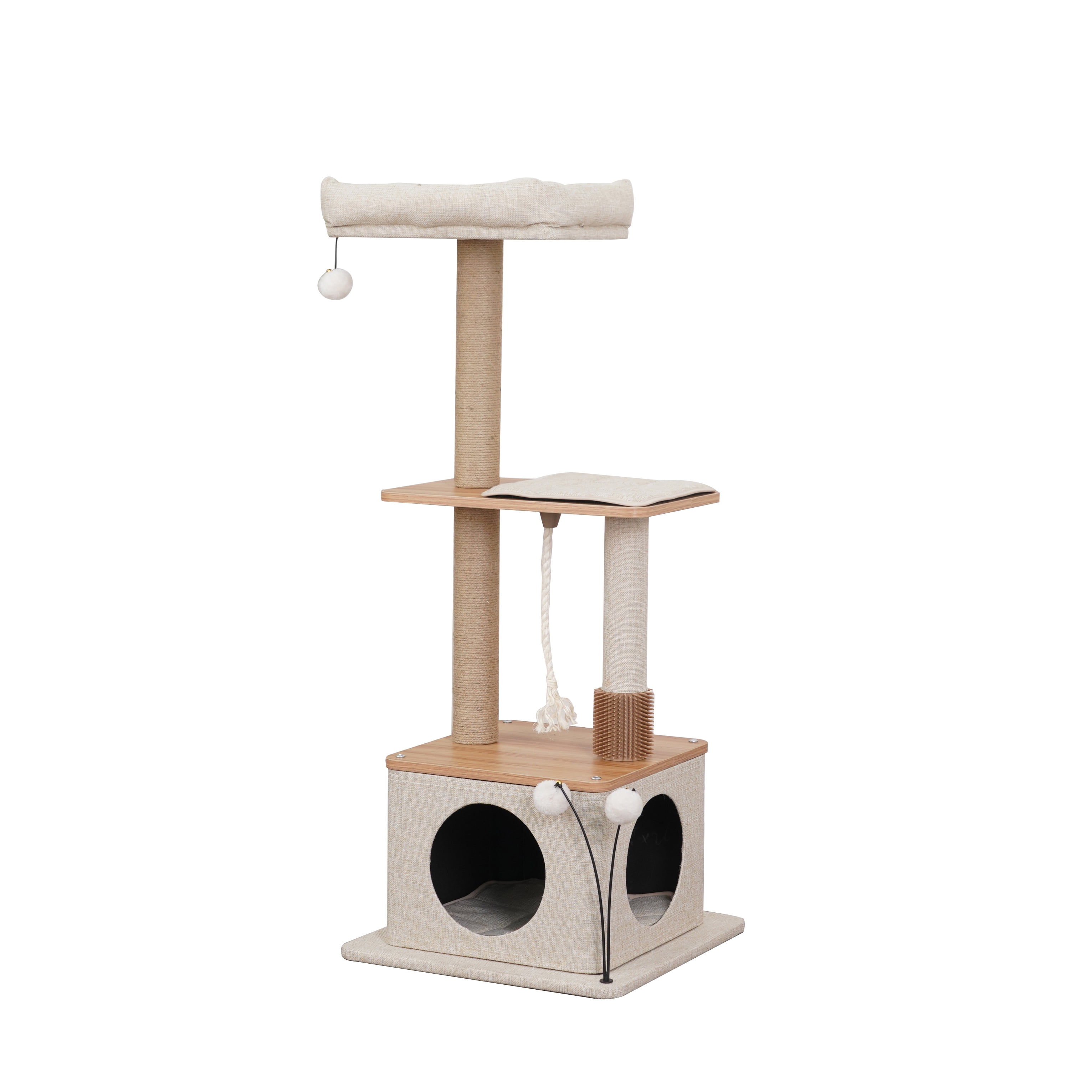 Vibrant Life 4-Level 46" Multi-Functional Cat Tree with Condo, Perch & Sisal Post, Beige