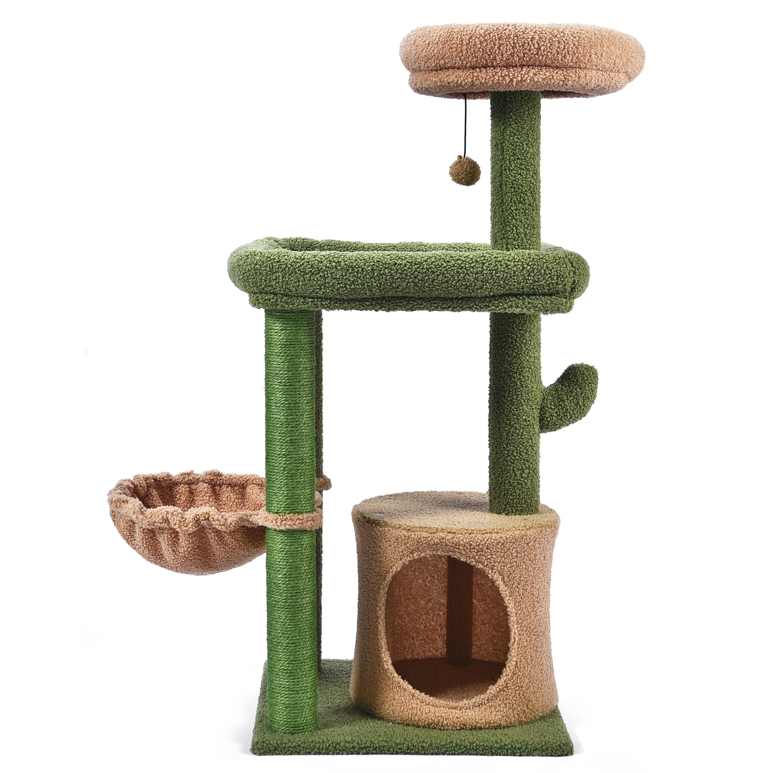 Vibrant Life 40inch Cactus Cat Condo with Sisal Scratching Post,Green