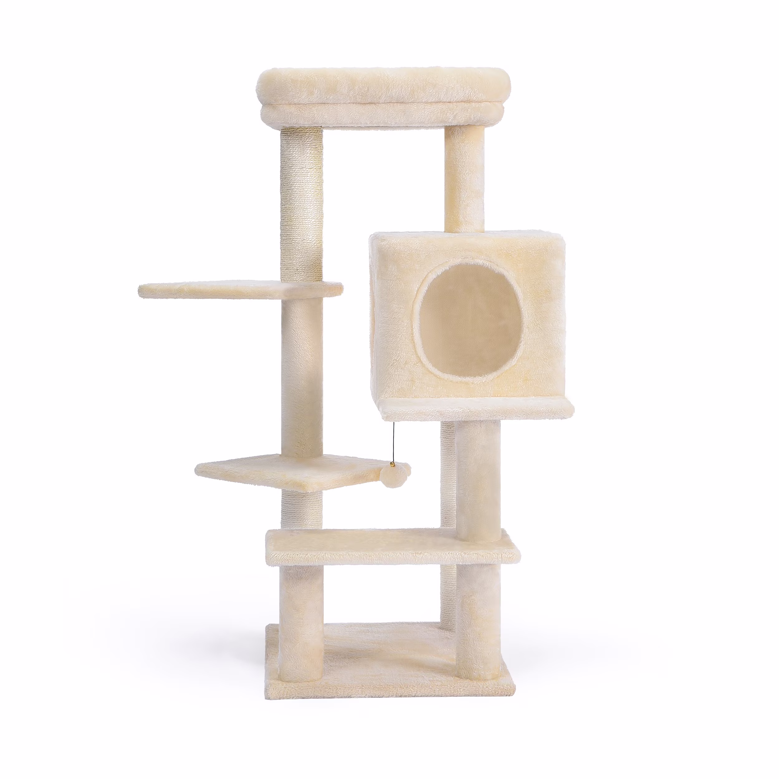 Vibrant Life 40inch Multi-Level Cat Tree Tower with Scratching Post and Cozy Condo, Cream