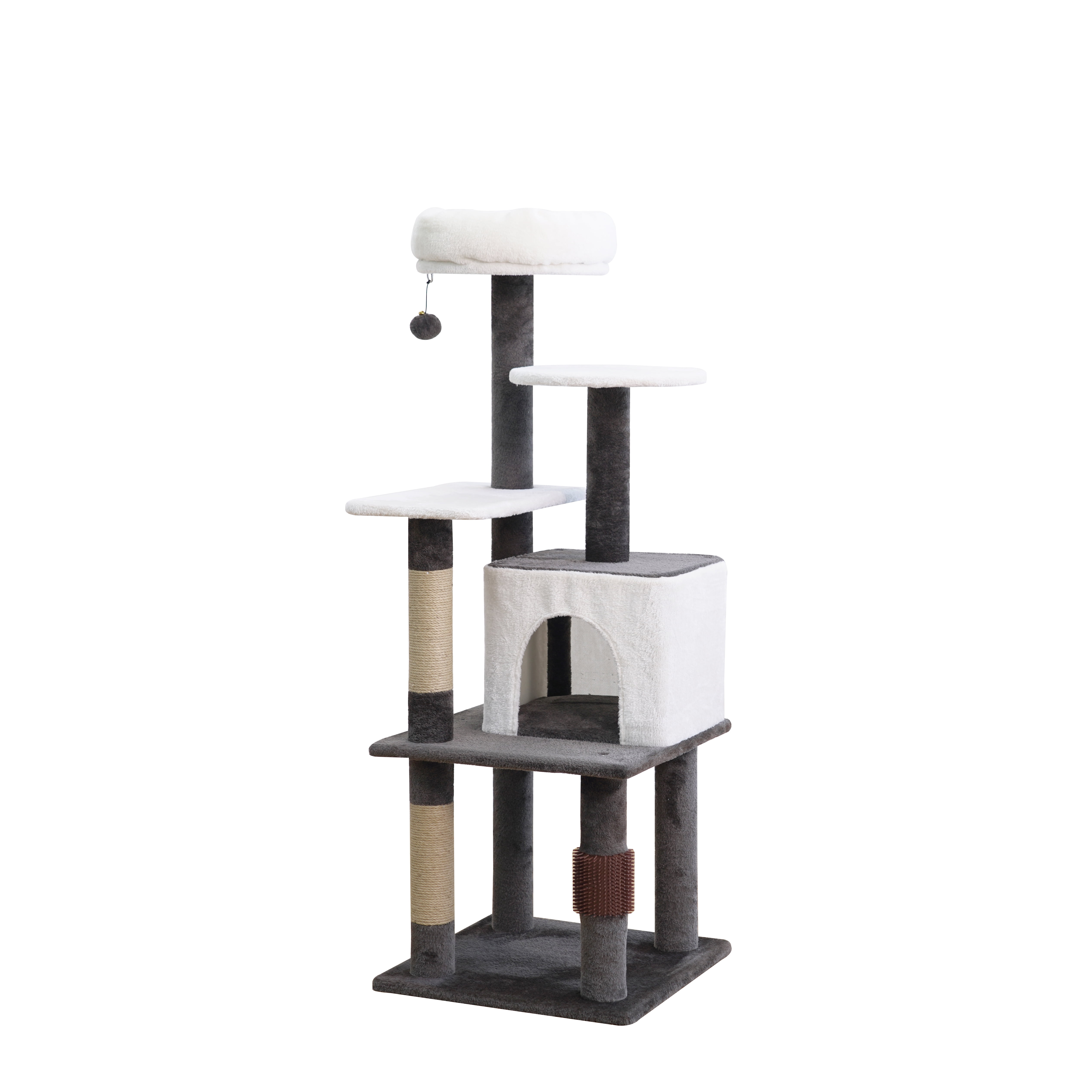Vibrant Life 5-Level 49" Minimalist Cat Tree with Condo Perch Scratching Post, Brown&Beige