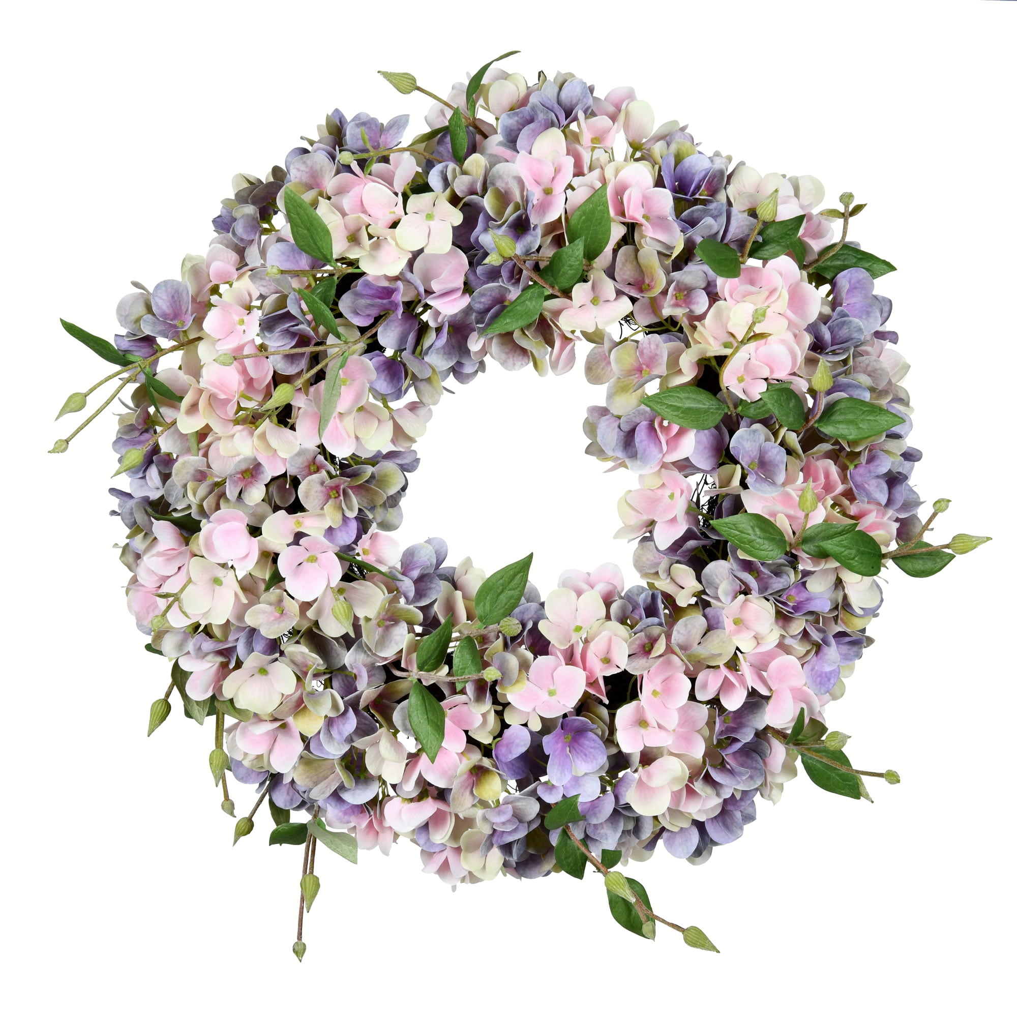 Vickerman 18" Artificial Blue and Pink Hydrangea Wreath.