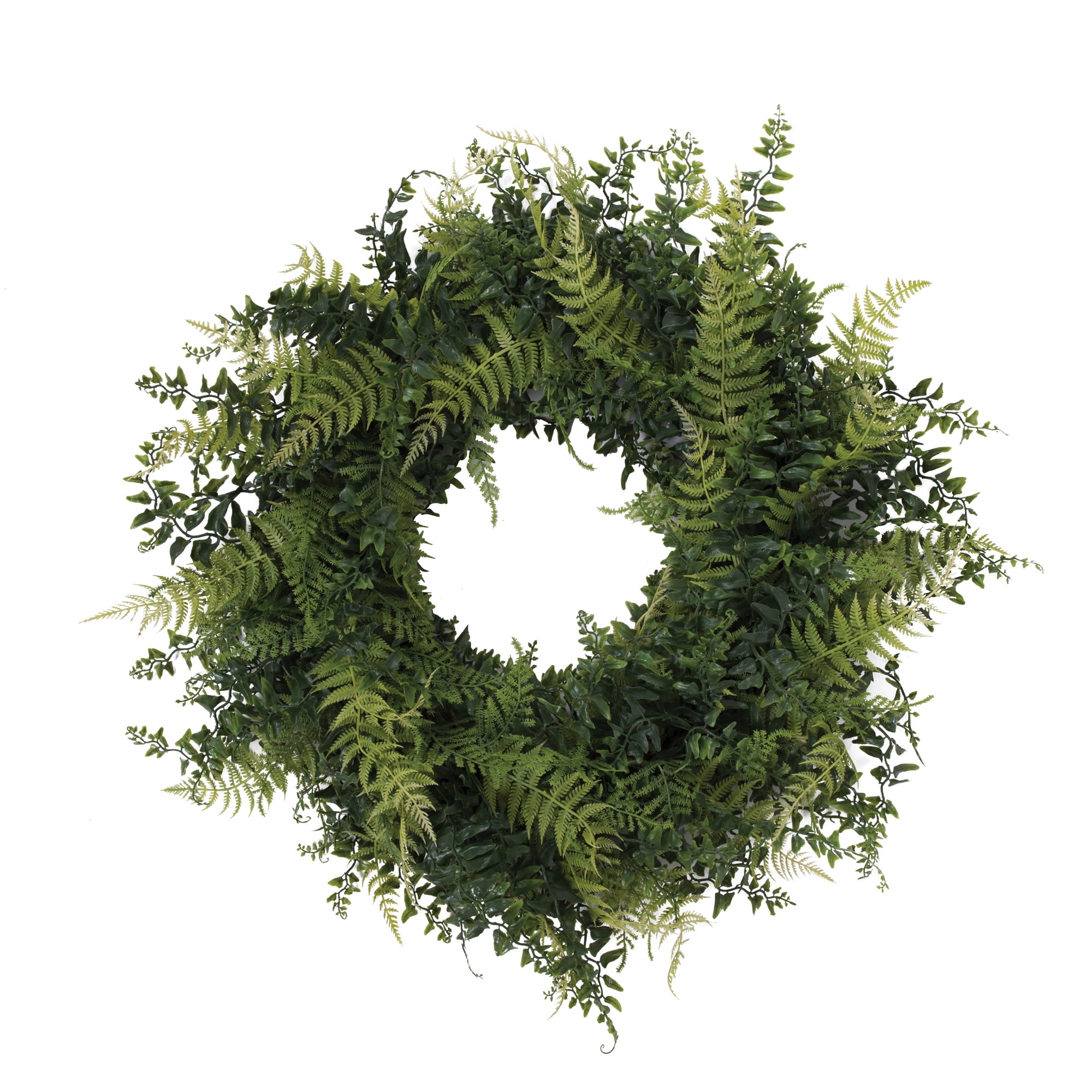 Vickerman 24" Artificial Green Buckler Fern and Grass Wreath.