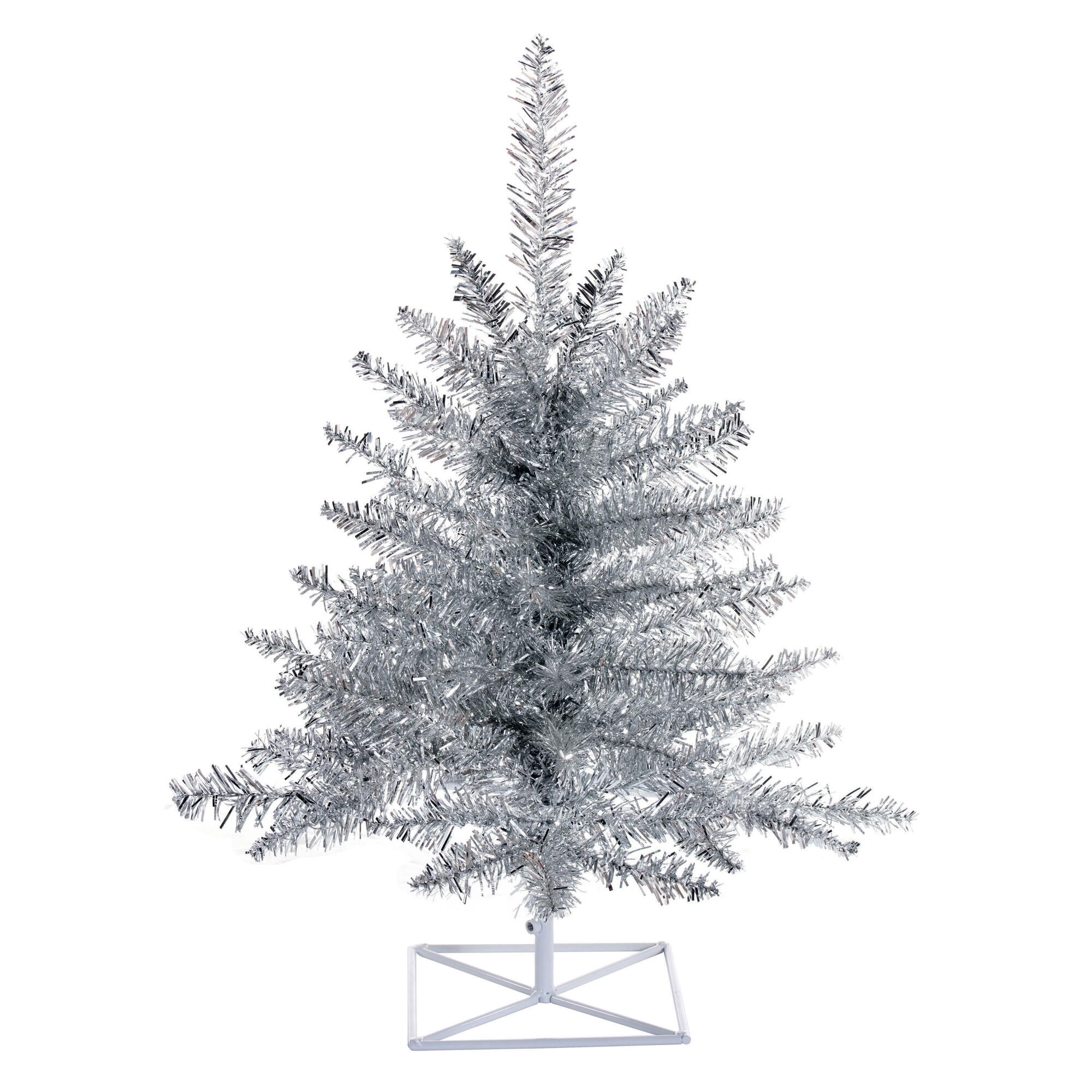Vickerman 3' Silver Tinsel Fir Artificial Christmas Tree, Unlit