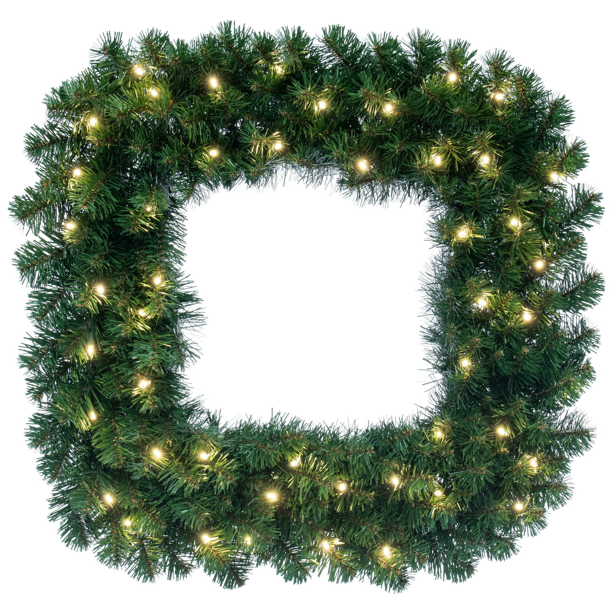 Vickerman 30" Grand Teton Artificial Christmas Square Wreath, Warm White LED Lights