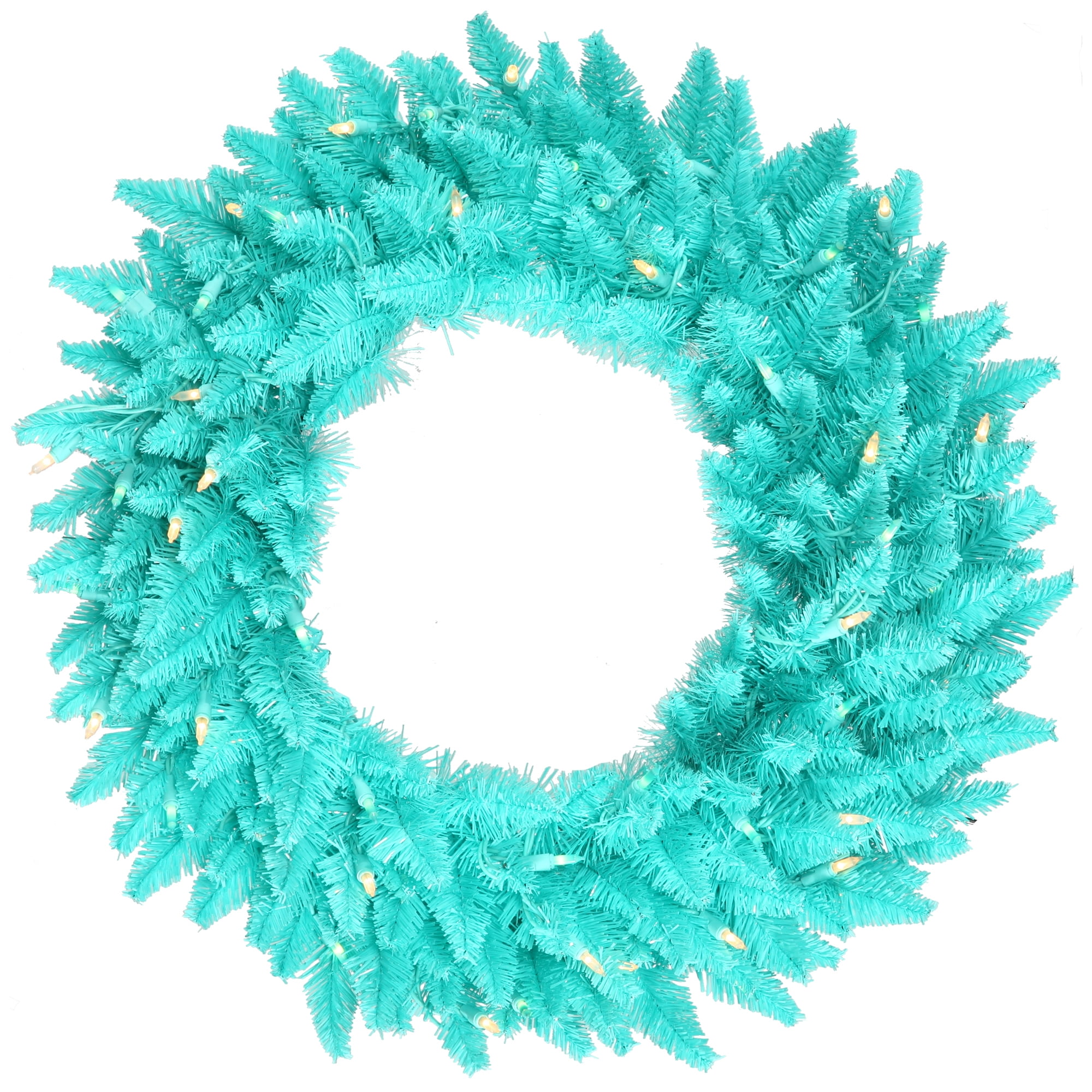 Vickerman 48" Aqua Fir Artificial Christmas Wreath, Aqua Dura-Lit LED lights.