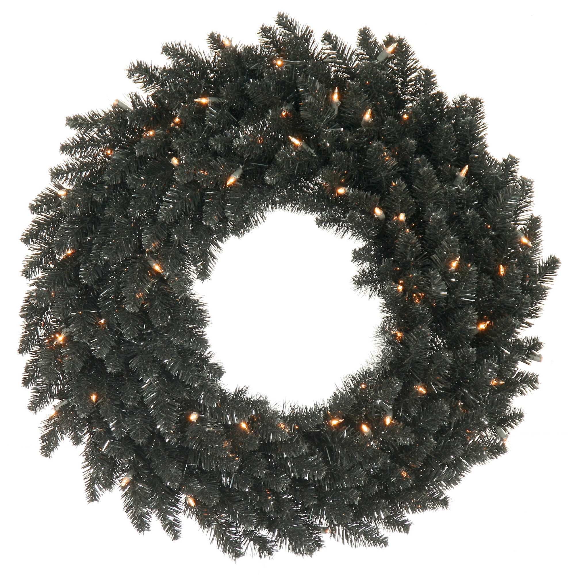 Vickerman 48" Black Fir Artificial Christmas Wreath, Warm White Dura-Lit LED lights.