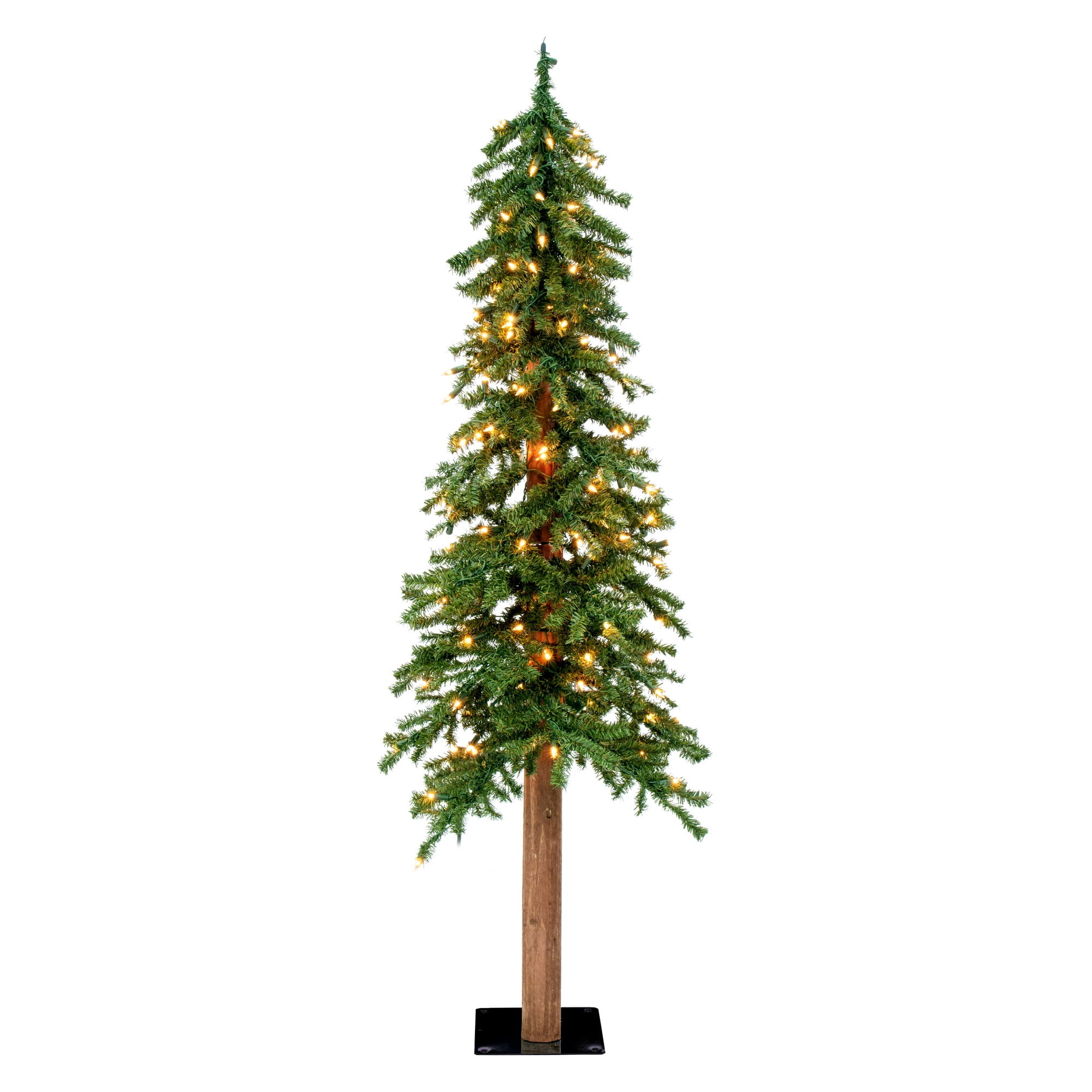 Vickerman 5' x 28" Natural Alpine Artificial Christmas Tree, Warm White LED Lights.