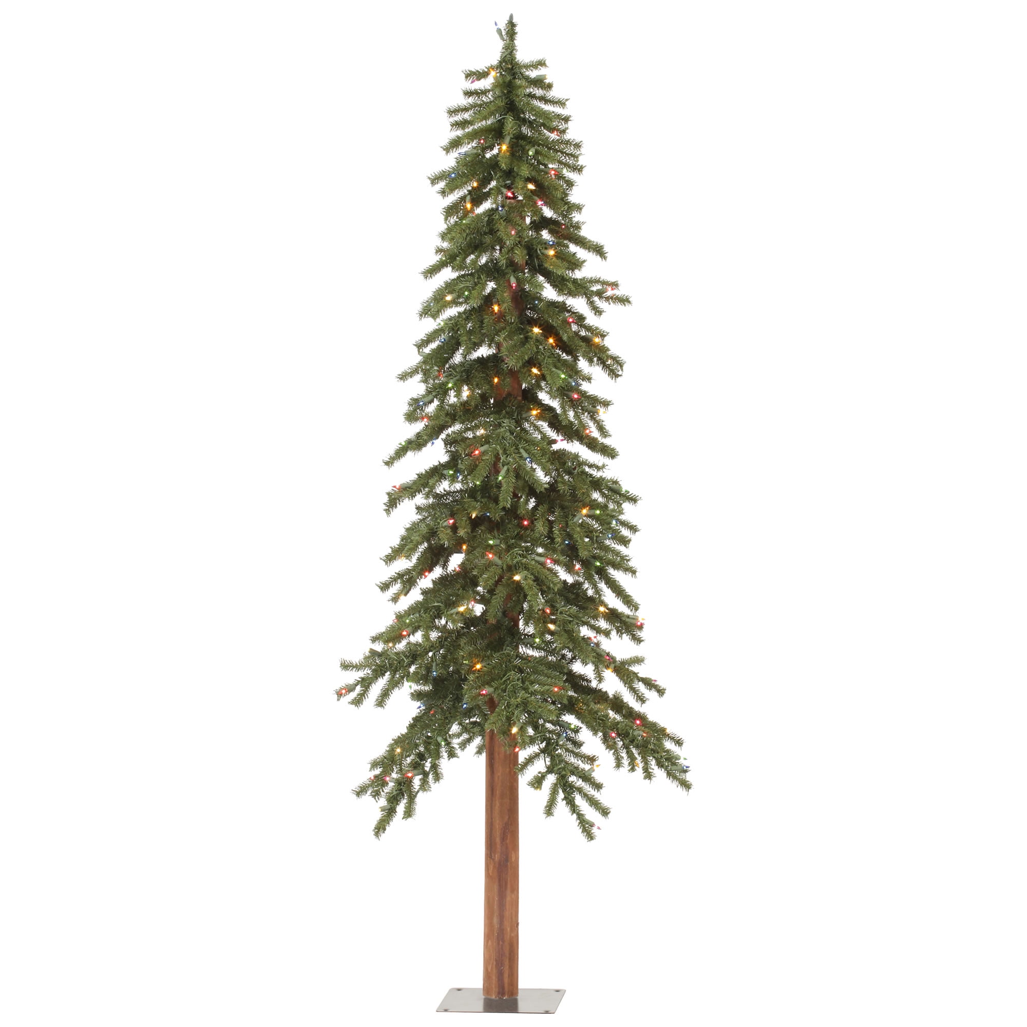 Vickerman 5' x 28" Natural Alpine Artificial Christmas Tree, Multi-colored LED Lights.