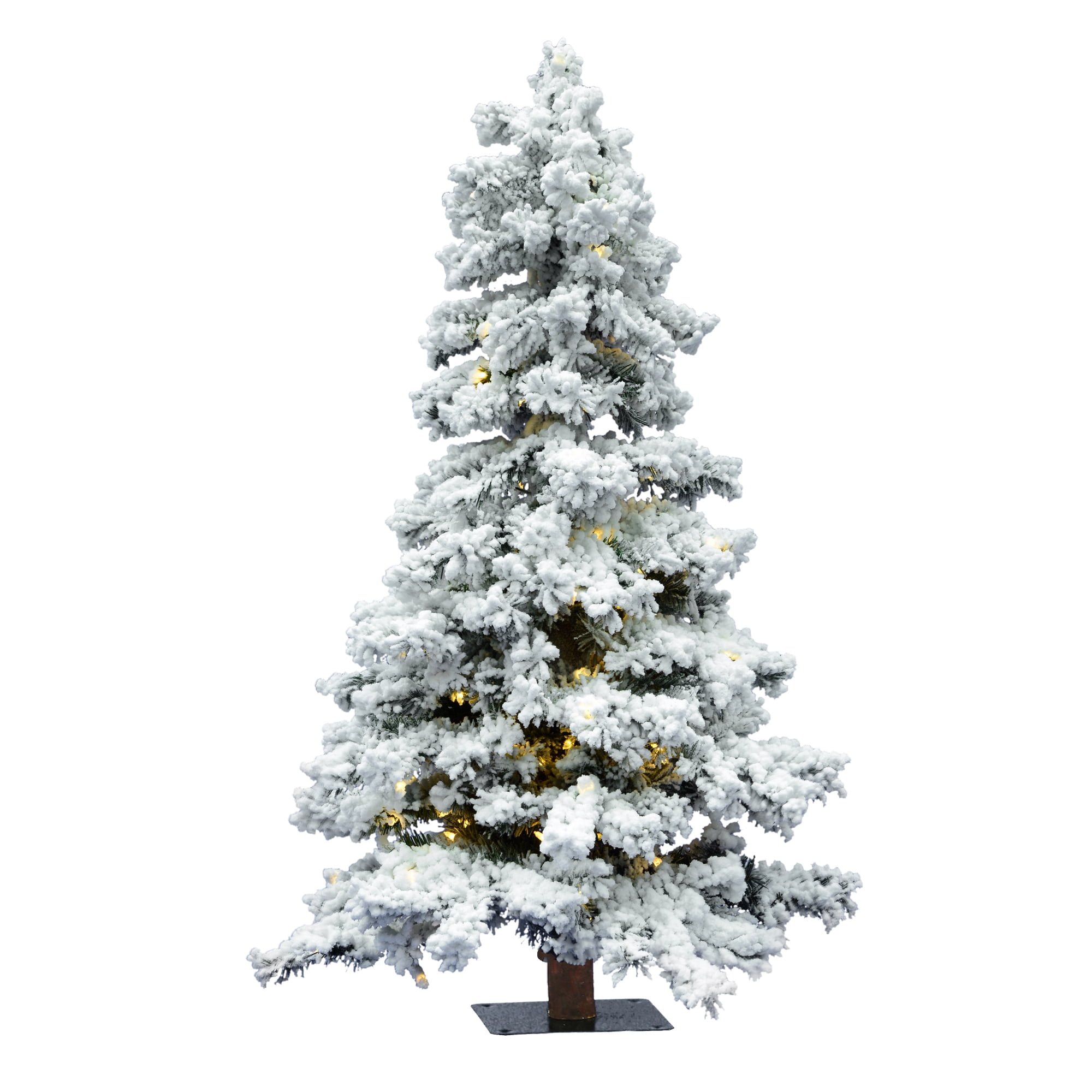 Vickerman 5' Flocked Spruce Artificial Christmas Tree, Warm White Single Mold LED Lights