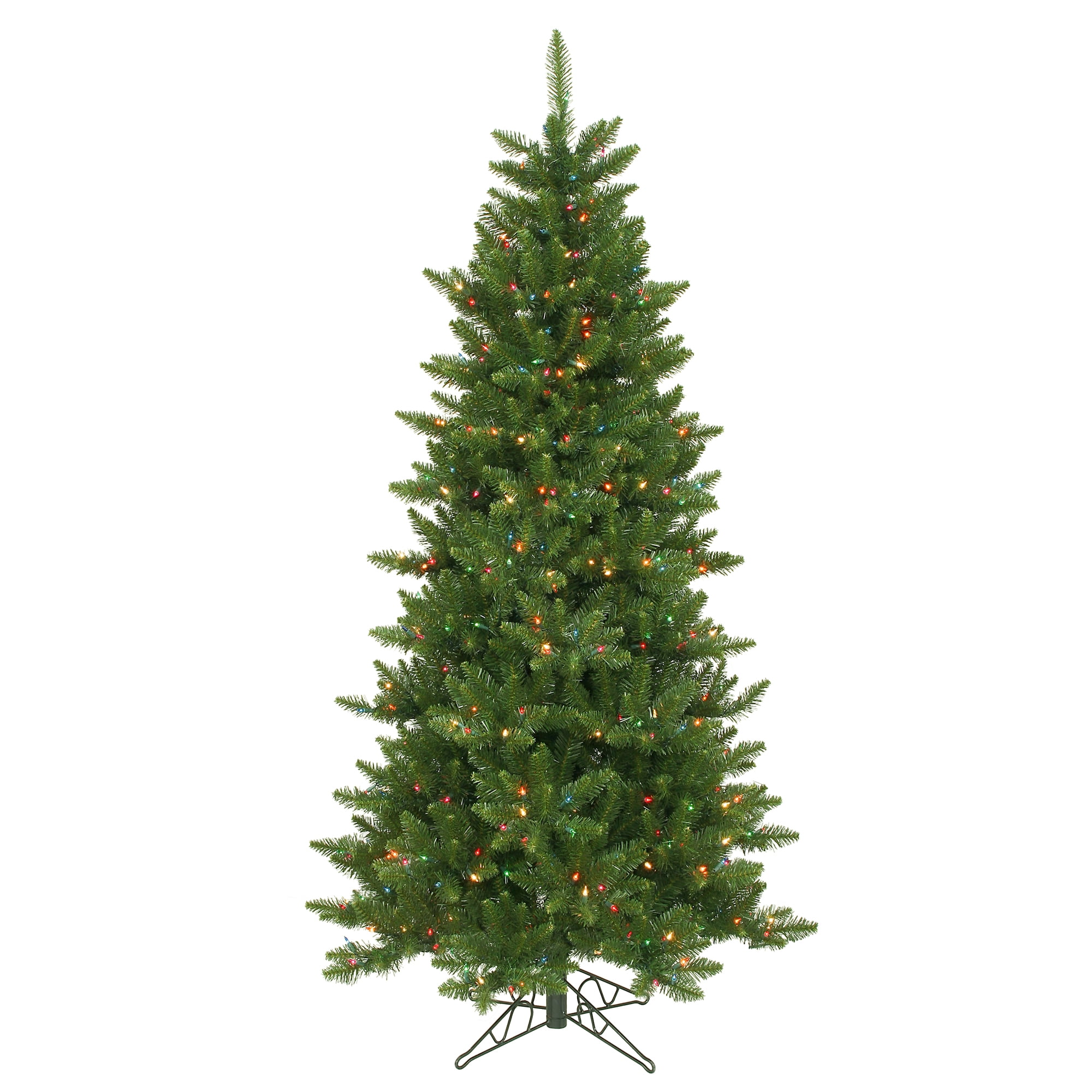 Vickerman 6.5' Camdon Fir Slim Artificial Christmas Tree, Multi-colored Dura-lit LED Lights