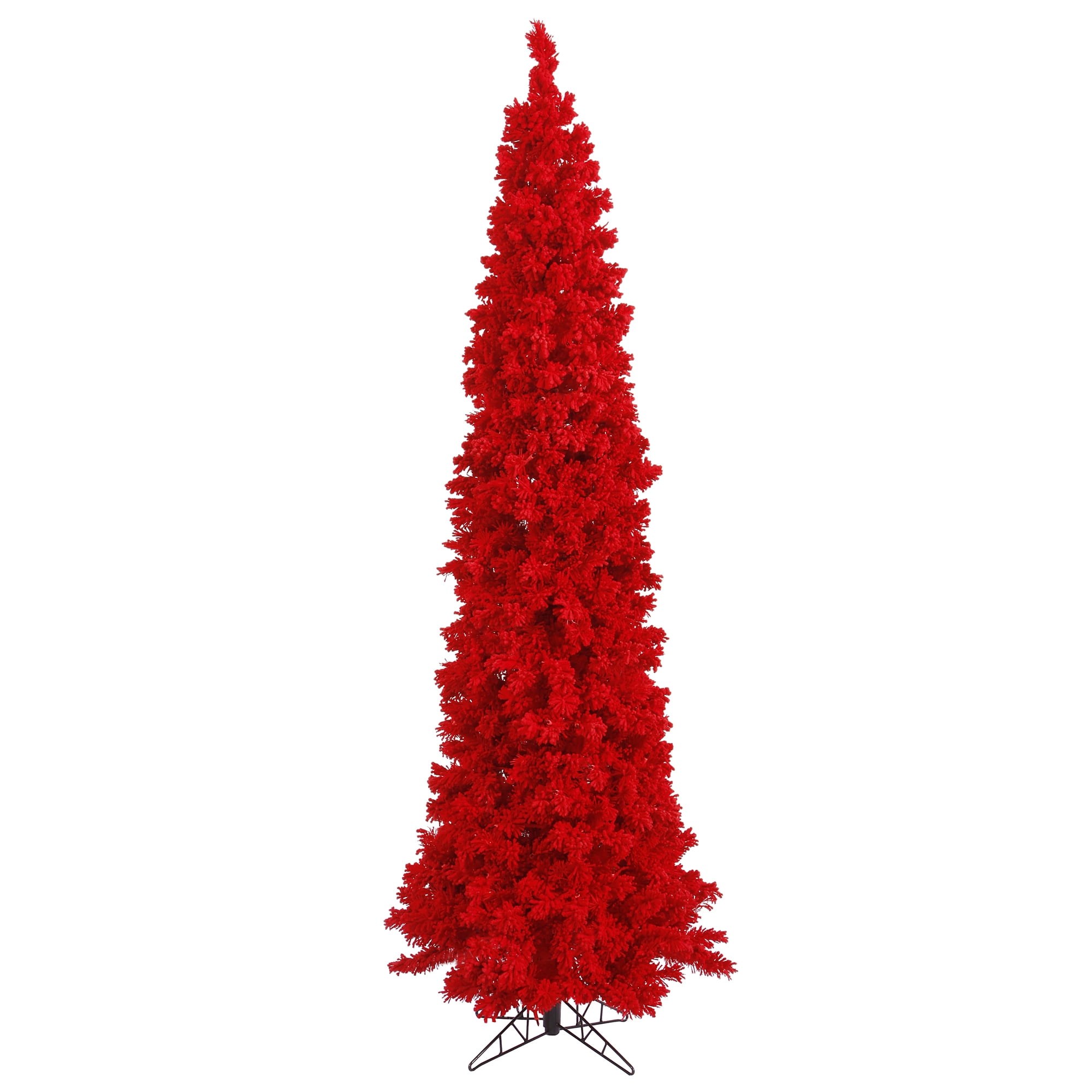 Vickerman 6.5' Flocked Red Pencil Fir Artificial Christmas Tree, Unlit
