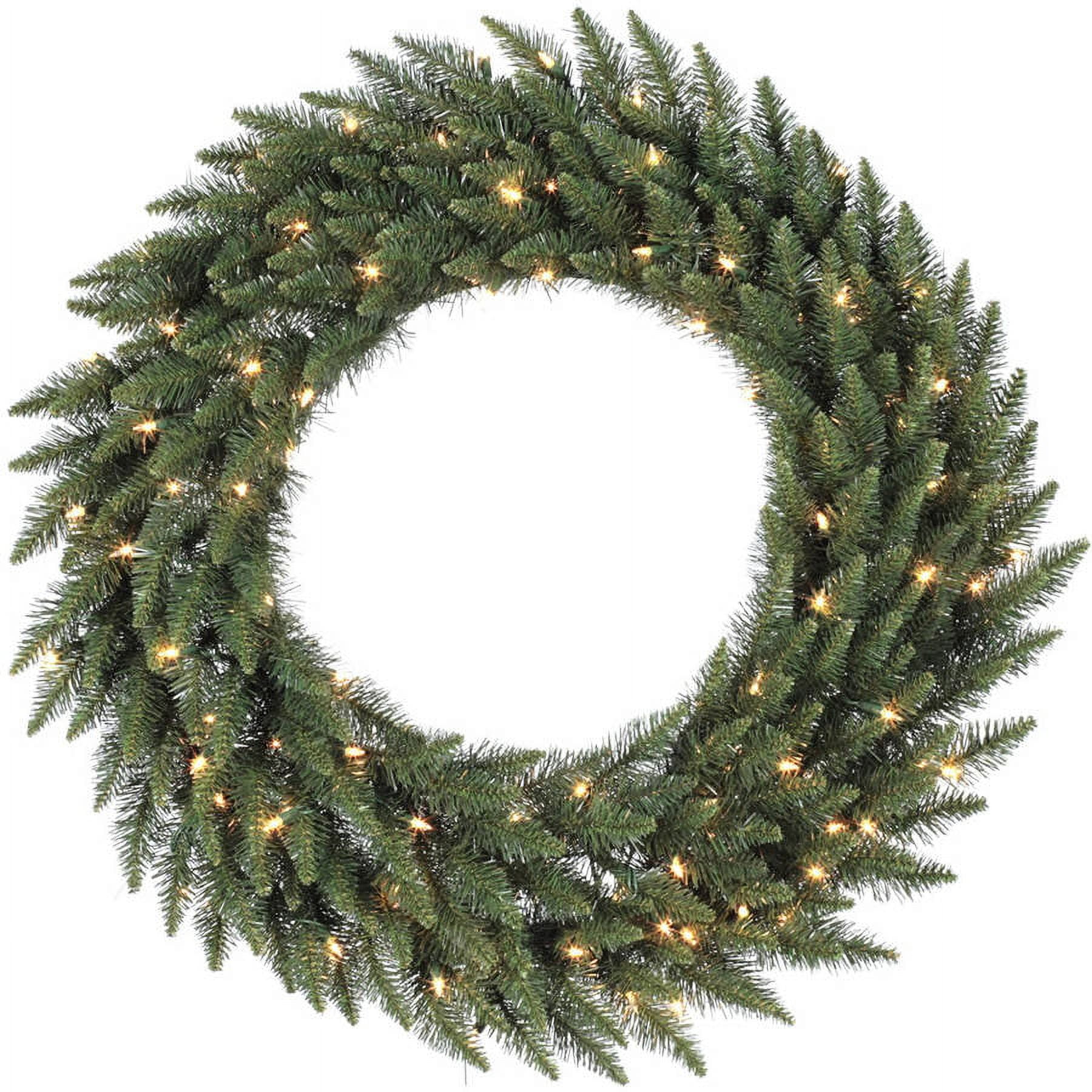 Vickerman 60" Camdon Fir Artificial Christmas Wreath, Multi-colored LED Mini Lights - Faux Holiday Wreath - Indoor Seasonal Home Decor