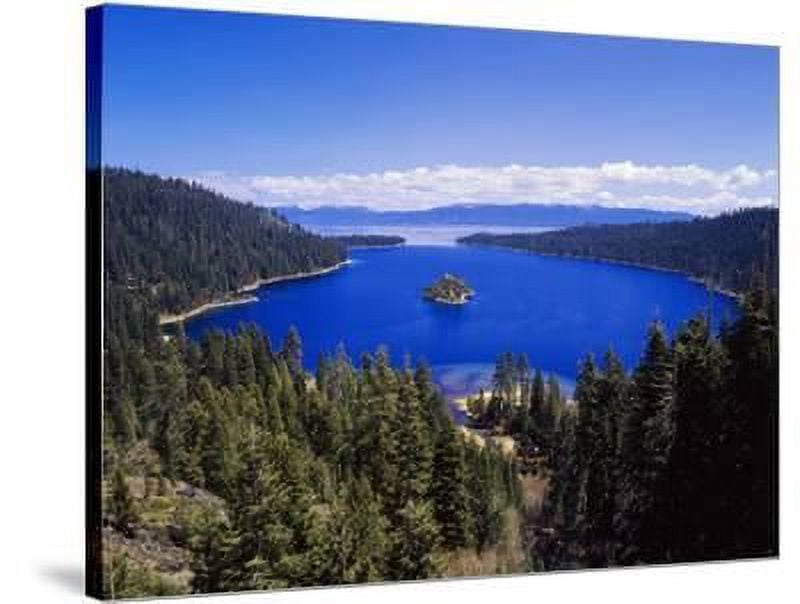 View of Emerald Bay in Lake Tahoe, California, USA, Botanical Scenic Stretched Canvas Wall Art by Adam Jones Sold by ArtCom
