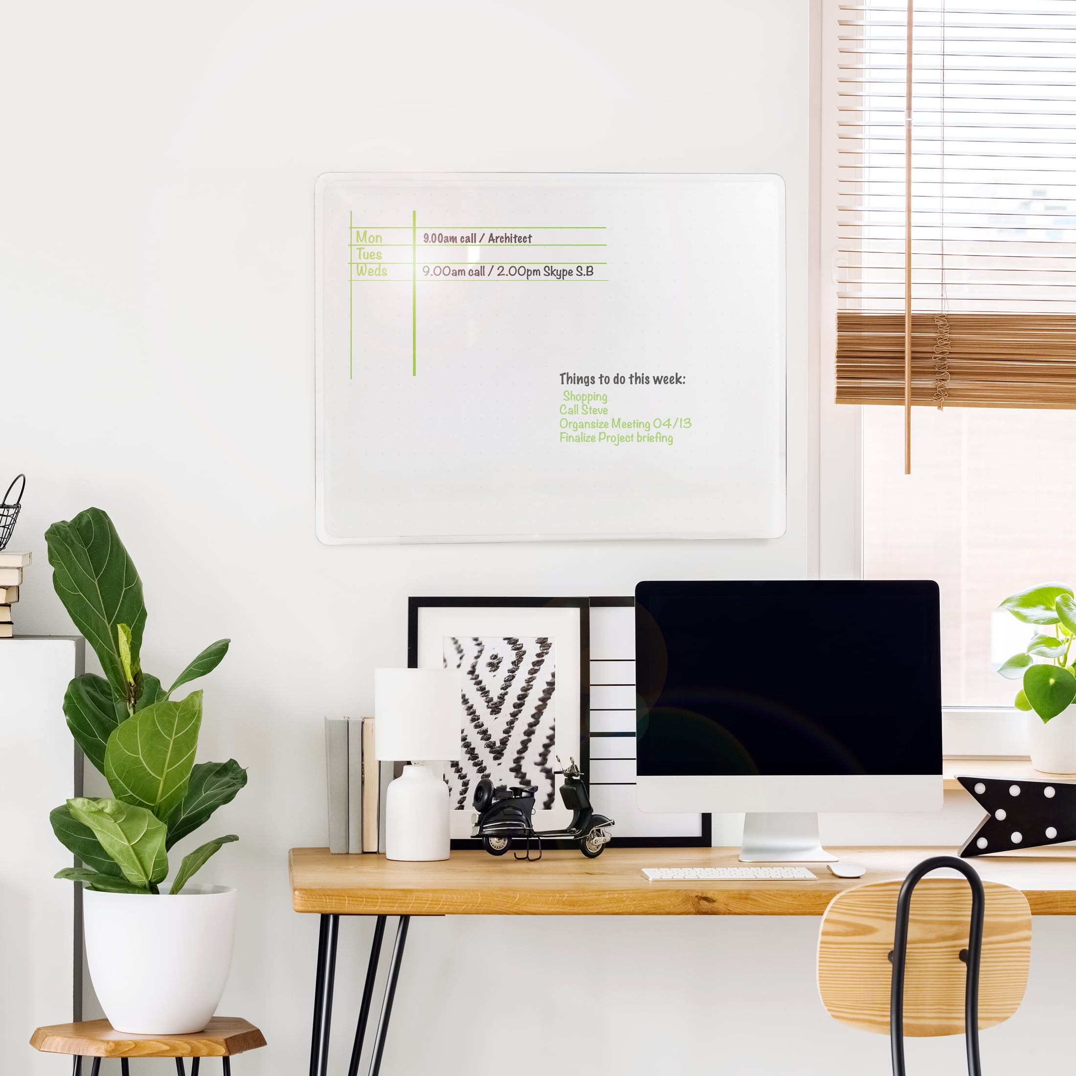 Viztex® Glacier White Multi-Purpose Grid Glass Dry Erase Board 17" x 23"