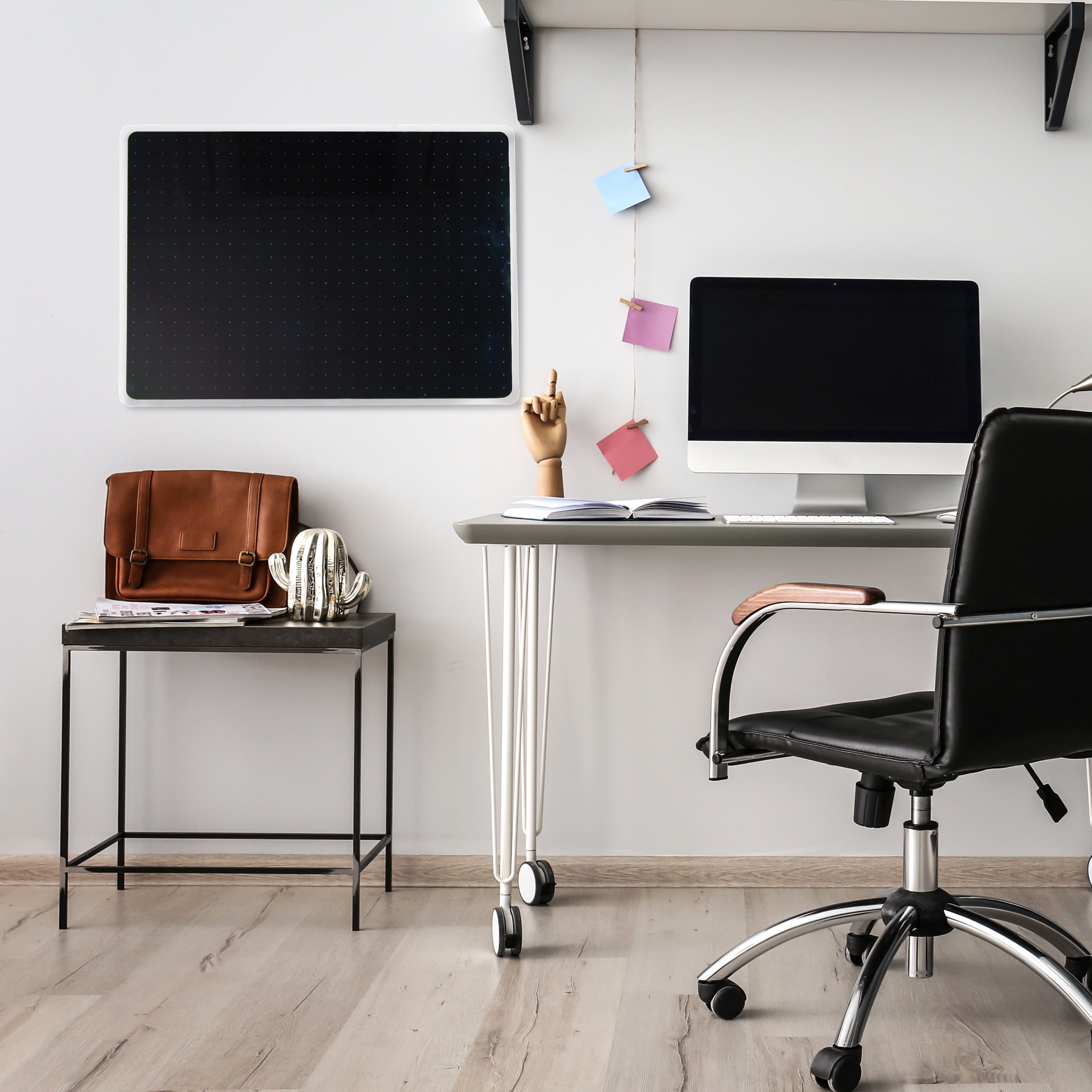 Viztex® Glacier Black Multi-Purpose Grid Glass Dry Erase Board 24" x 36"