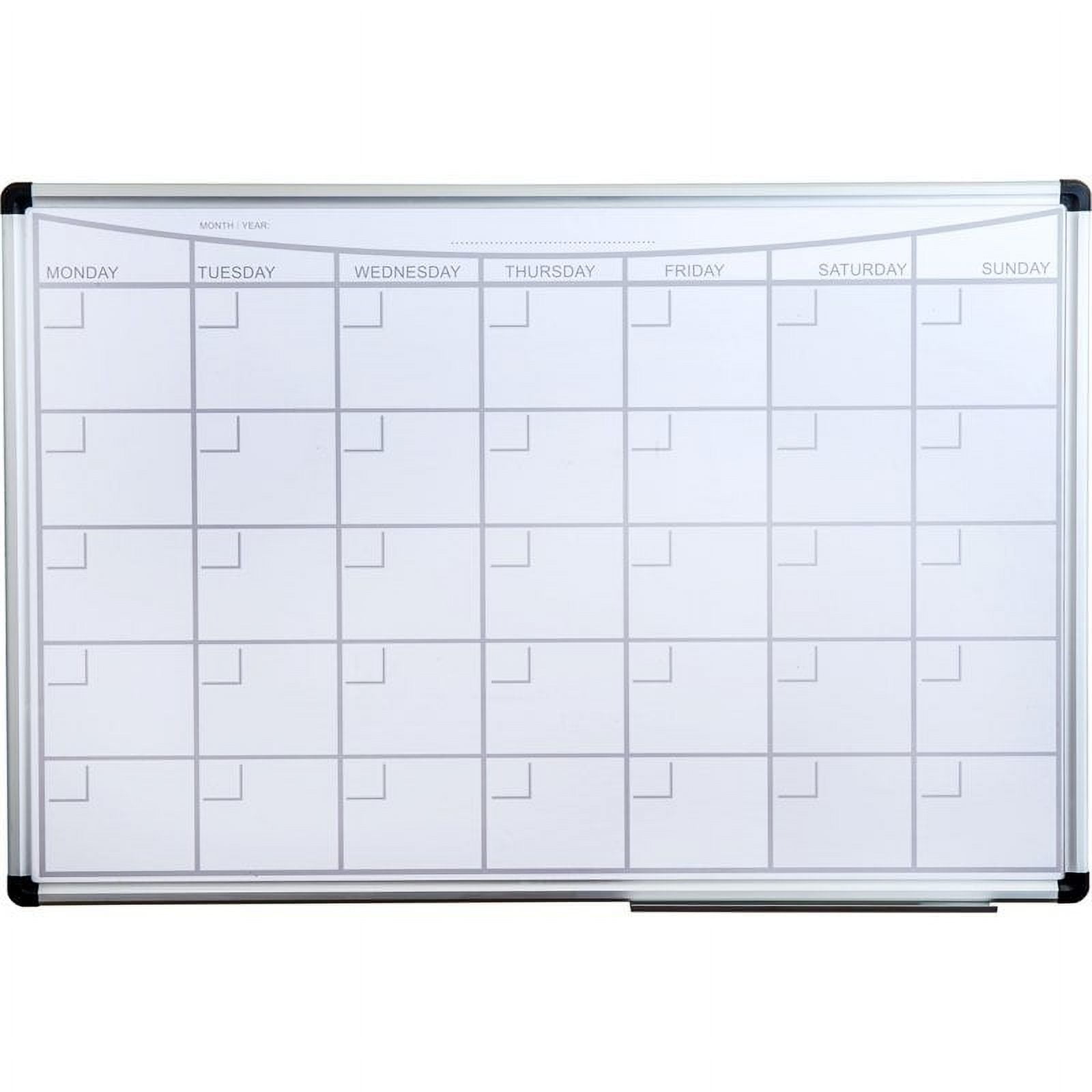 Viztex® Lacquered Steel Magnetic Monthly Planner Dry Erase Board with an Aluminium Frame 36" x 24"