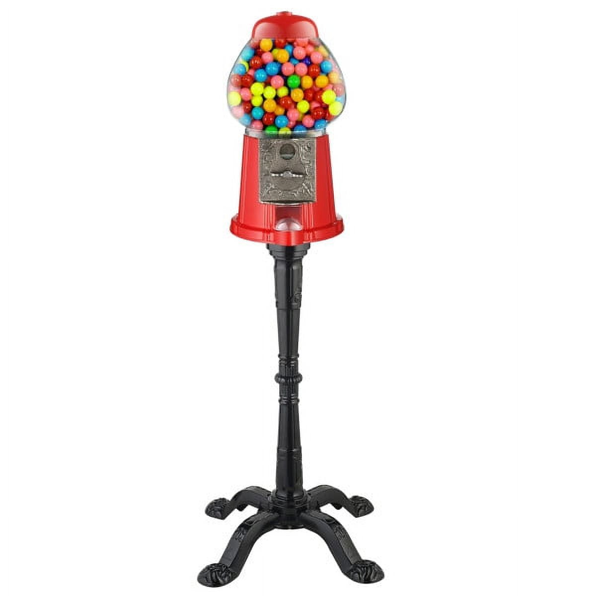 Vintage-Look Gumball Machine with Stand and Coin Bank Candy Dispenser Vending Machine, Red