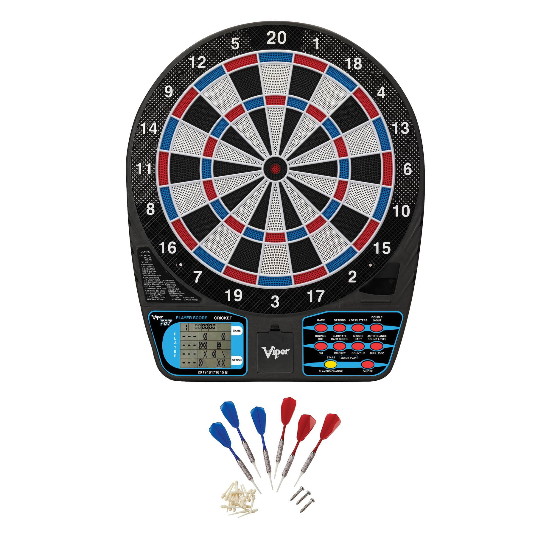 Viper 787 15.5 Inch Battery Operated Electronic Soft Tip Dartboard w/ Dart Sets