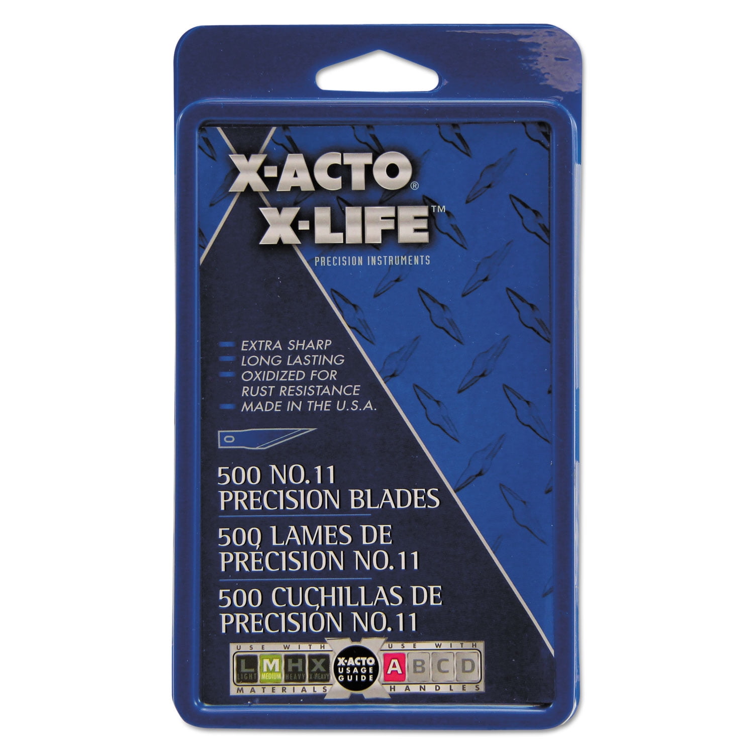 X-Acto, EPIX511, No.11 Classic Fine Pnt X-Life Refill Blade, 500 / Box, Silver