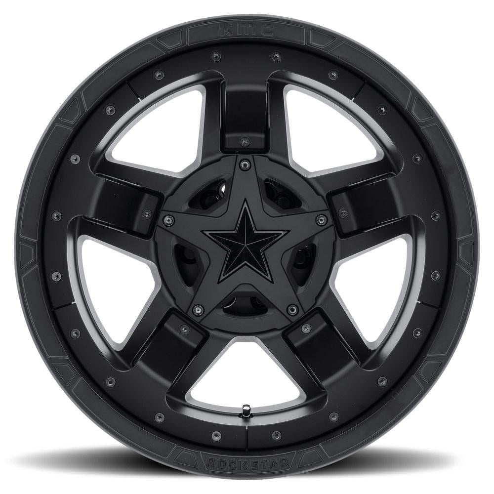 XD Wheels XD827 Rockstar 3, 17x9 with 5 on 4.5 and 5 on 5 Bolt Pattern - Matte Black with Black Accents-XD82779054712N Wheel Rim
