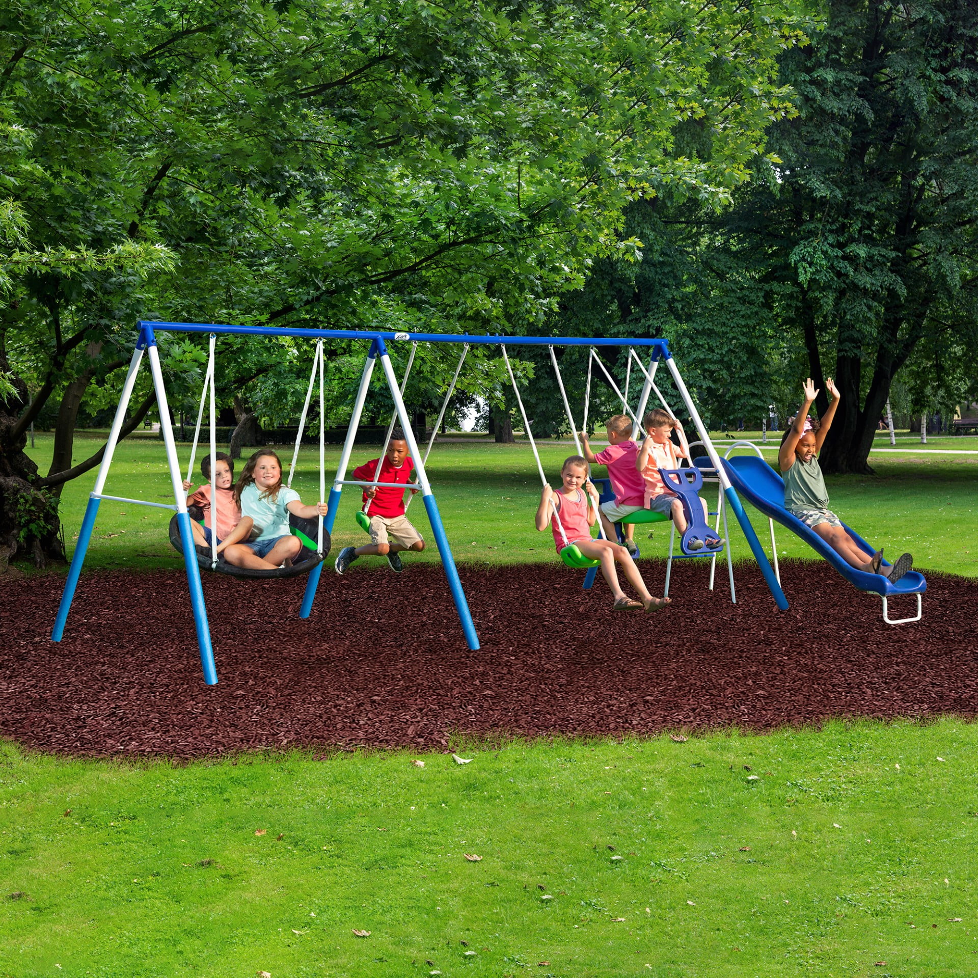XDP Recreation All Star Playground Metal Swing Set for up to 7 Children