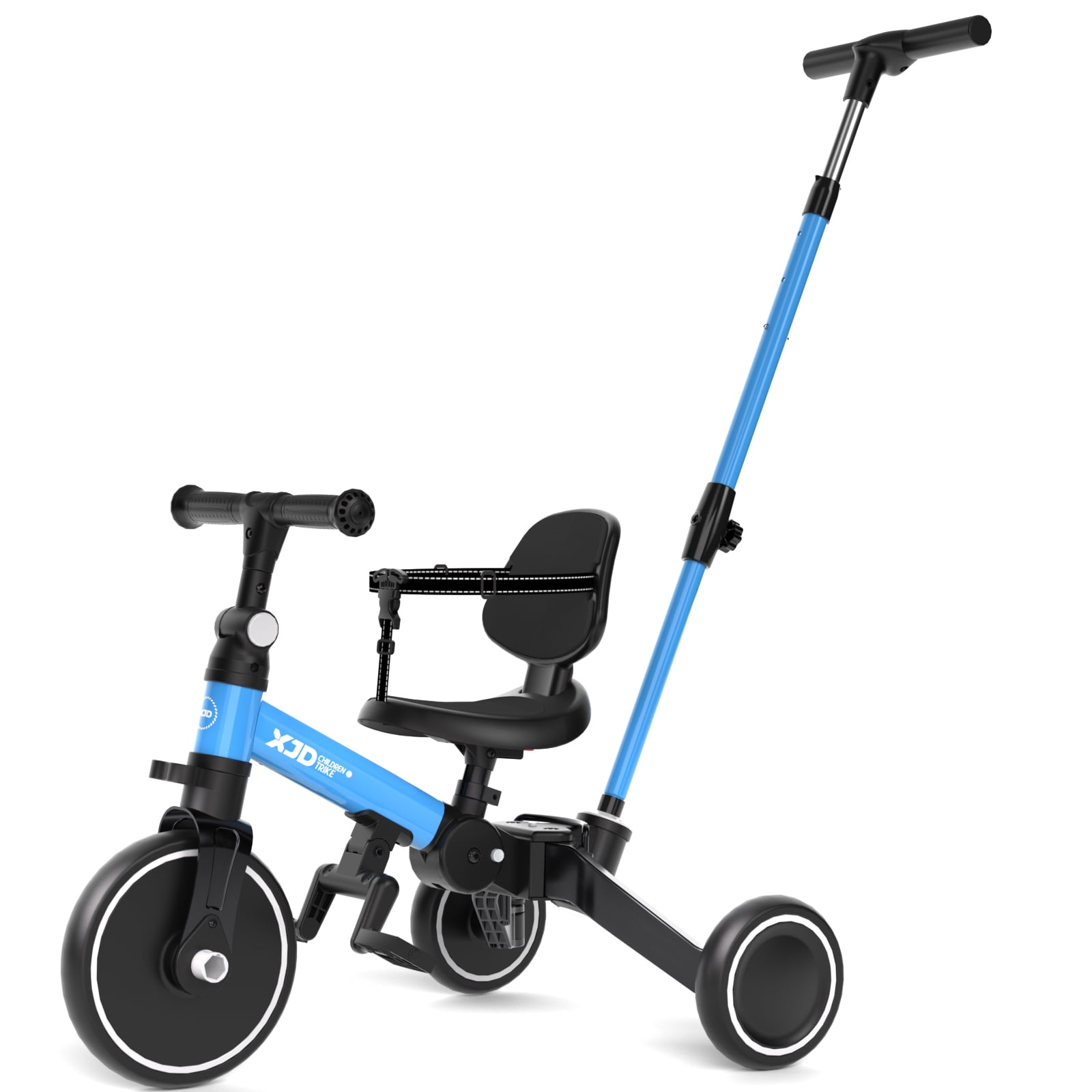 XJD 7-in-1 Toddler Bike with Push Handle for 1 Year to 4 Years Old Kids, Toddler Tricycle Kids Trikes Tricycle, Gift & Toys for Boy & Girl, Balance Training, Removable Pedals,Blue