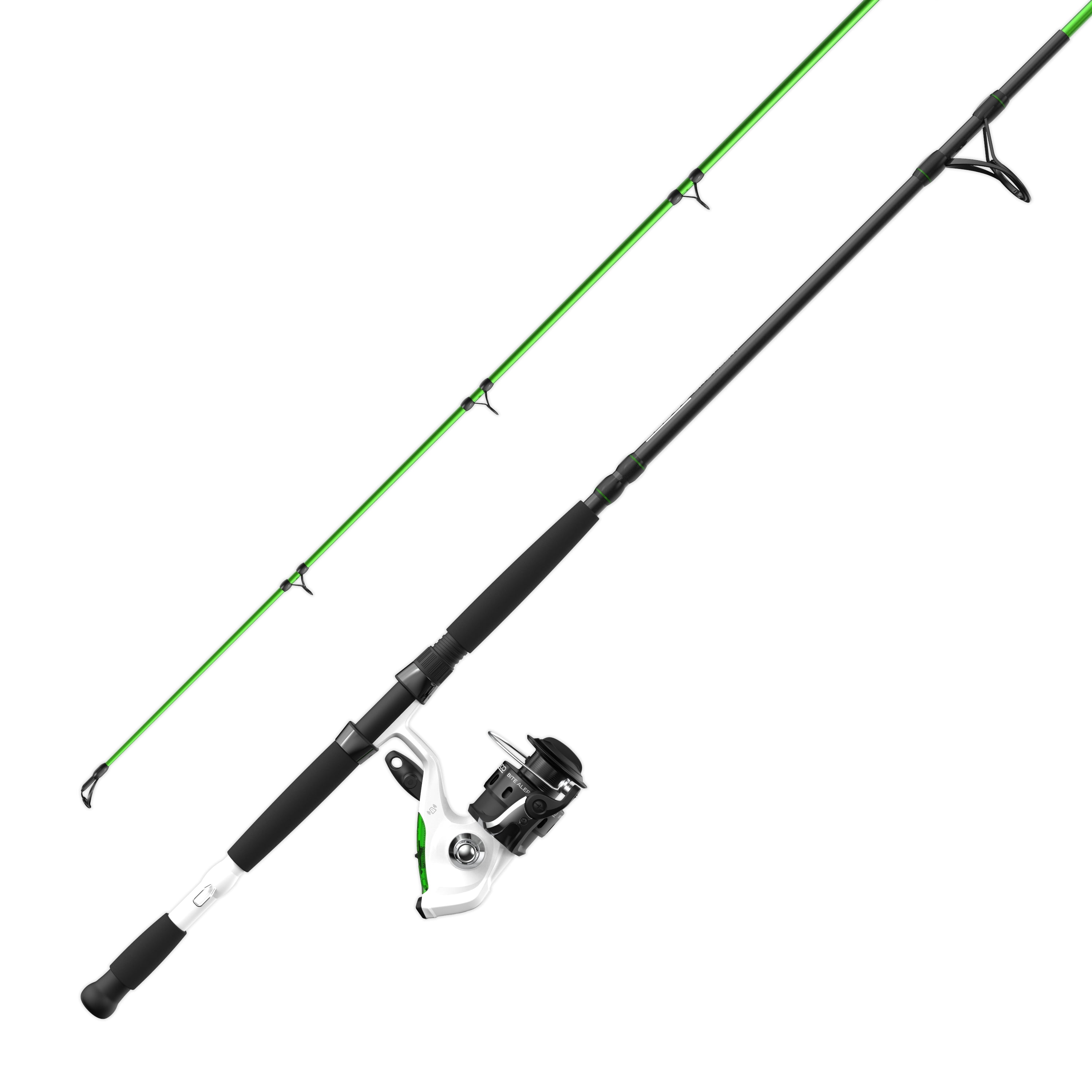 Zebco Bite Alert Spinning Reel and Fiberglass Fishing Rod Combo, 7 ft. 2-piece.