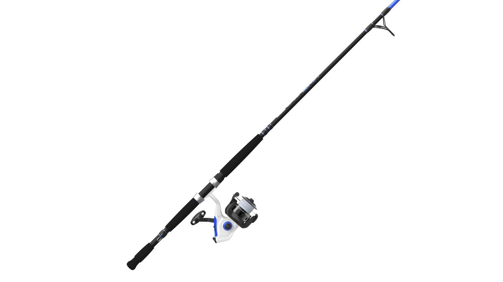 Zebco Salt Fisher Bite Alert Spinning Reel and Fishing Rod Combo, 7-Foot 2-Piece Rod, Size 60 Reel, Blue/White/Black